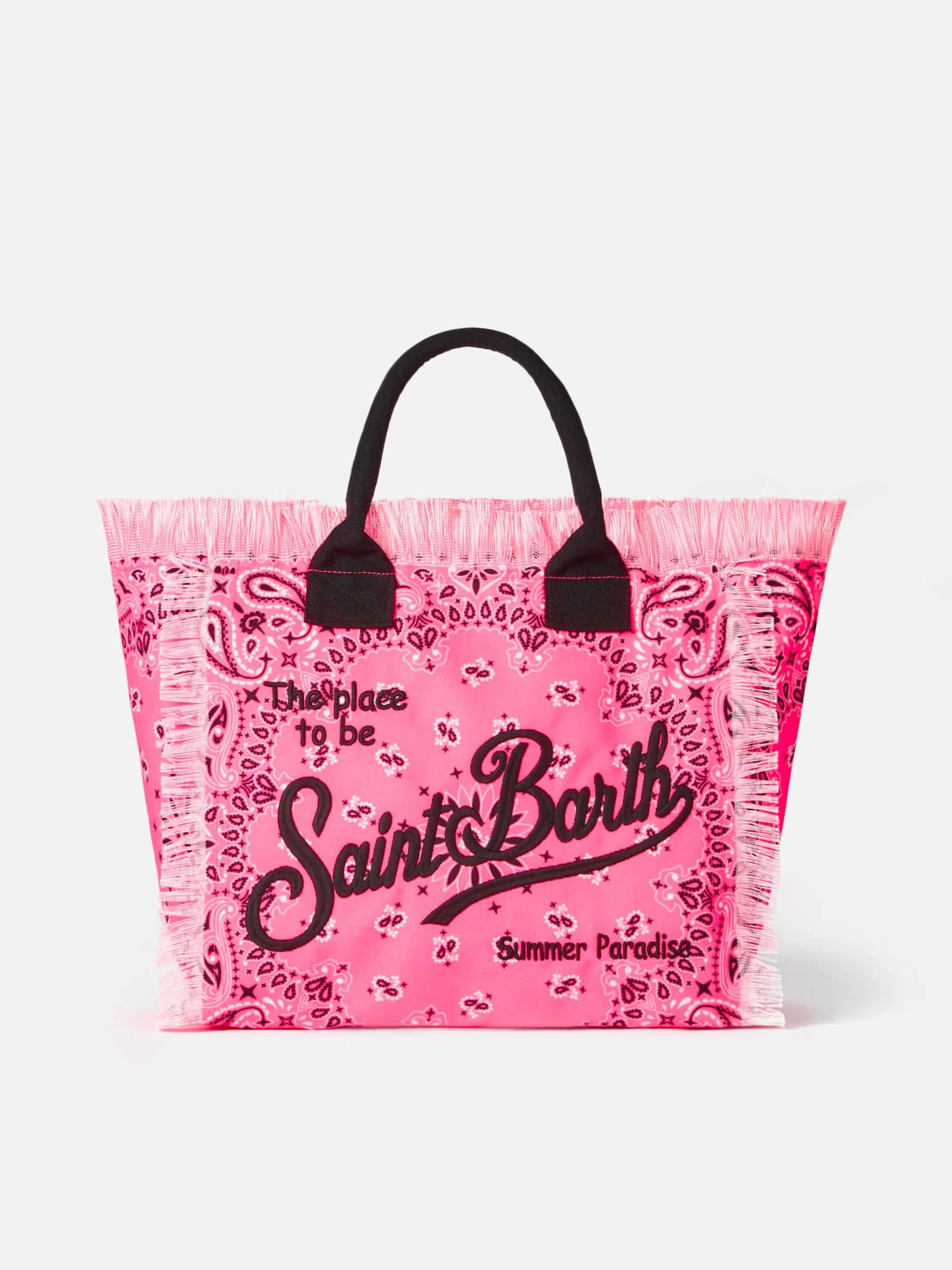 Mc2 Saint Barth Vanity Fuchsia Fluo Pink Bag With Bandanna Print