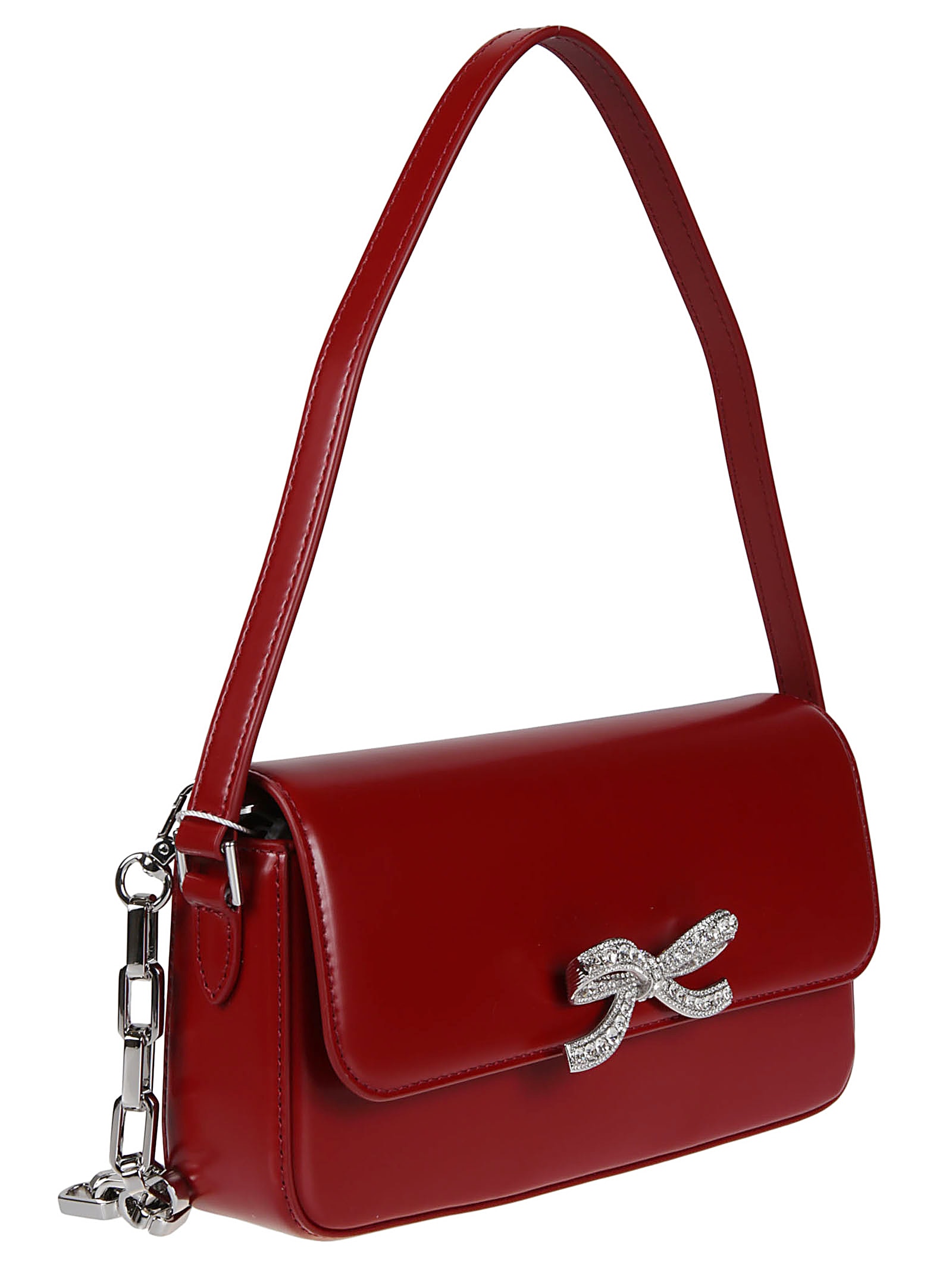 Shop Self-portrait Baguette Bag In Burgundy