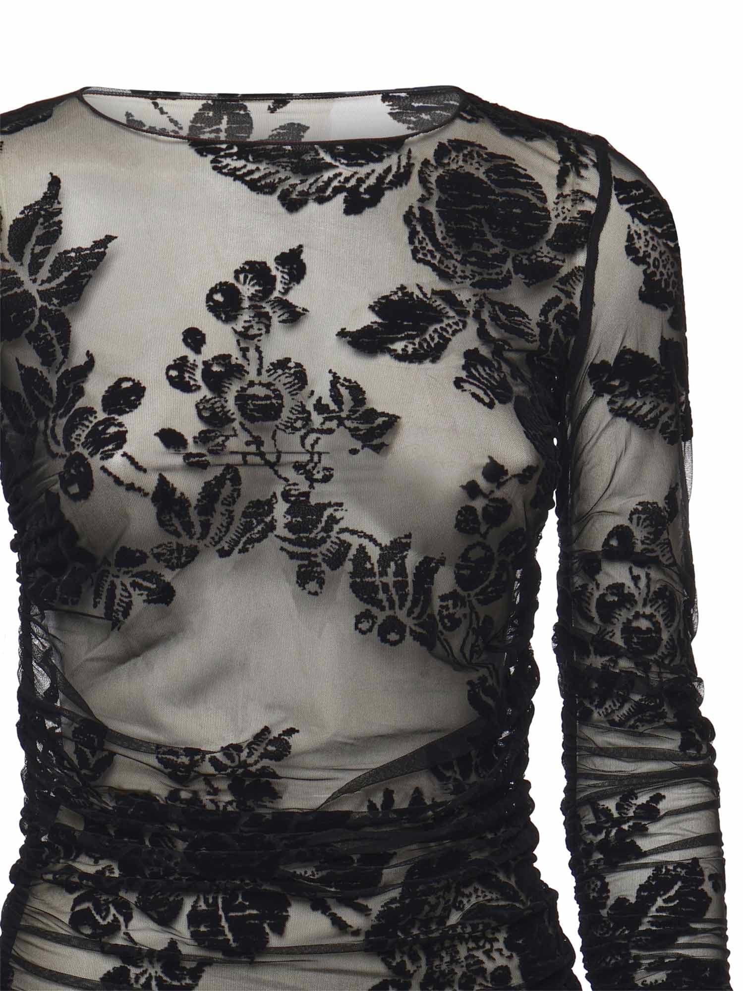 Pinko Sheer Flock-print Sweater In Black