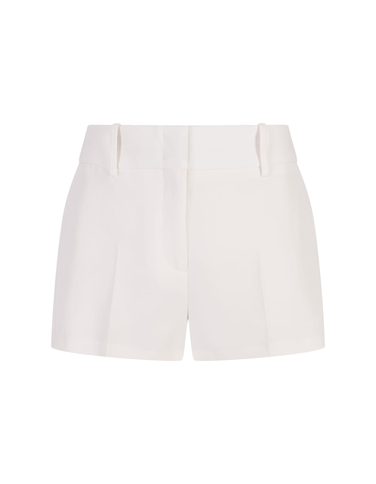 White Linen Blend Tailored Shorts