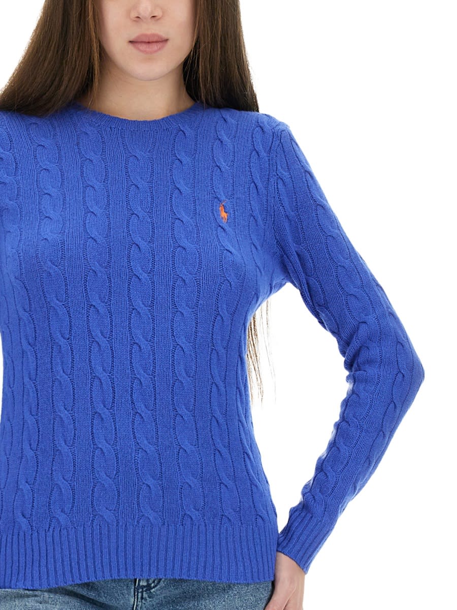 Polo Ralph Lauren Cable Wool And Cashmere Crewneck Jumper In Blue