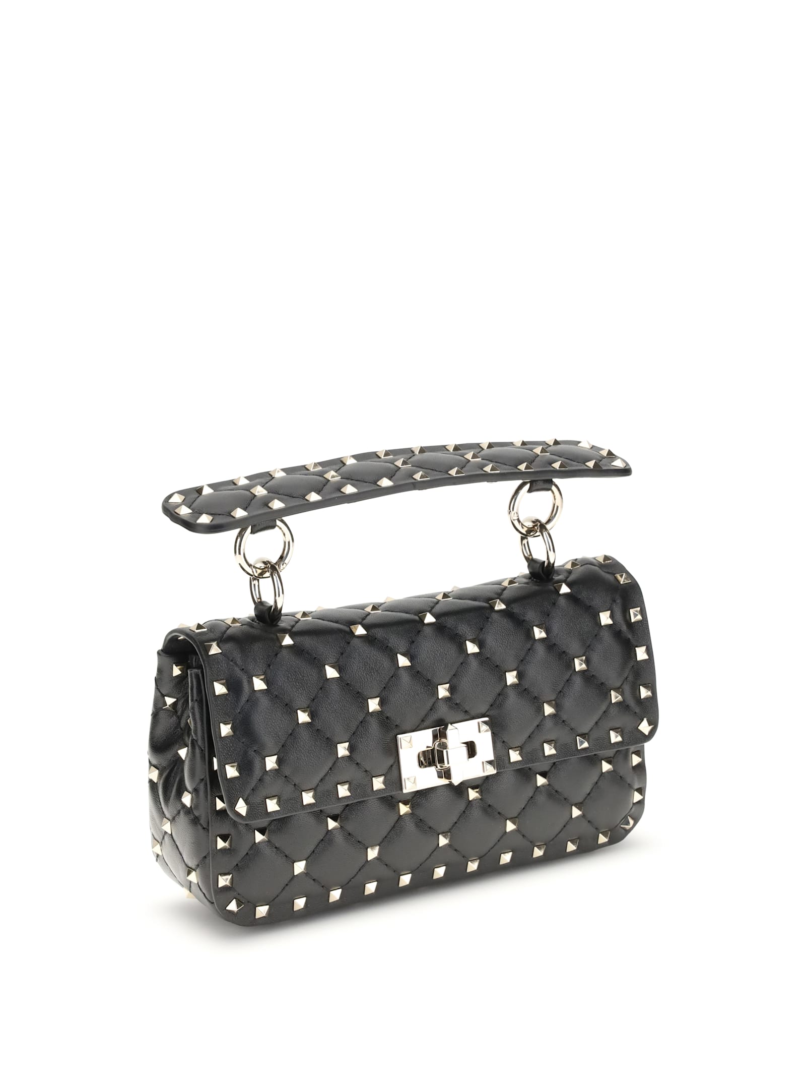Valentino Small Leather Rockstud Spike Handbag In Black