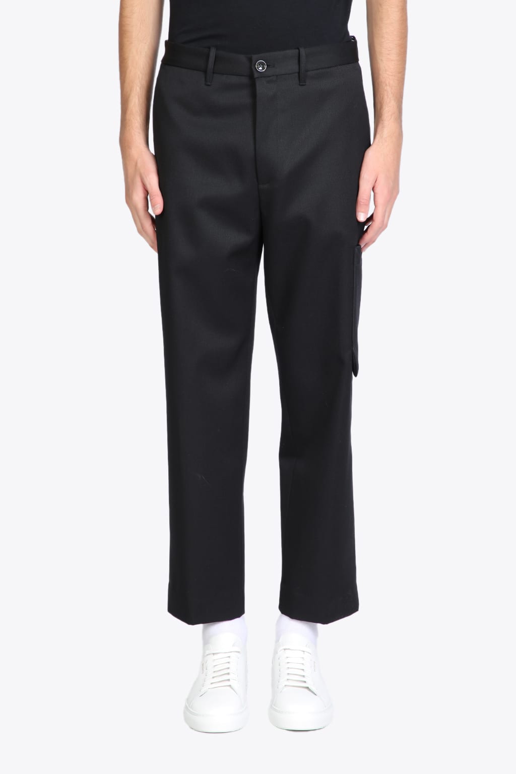 Nine in the Morning Arnold - Cargo Relaxed Con Ricamo Black wool relaxed cargo pant - Arnold