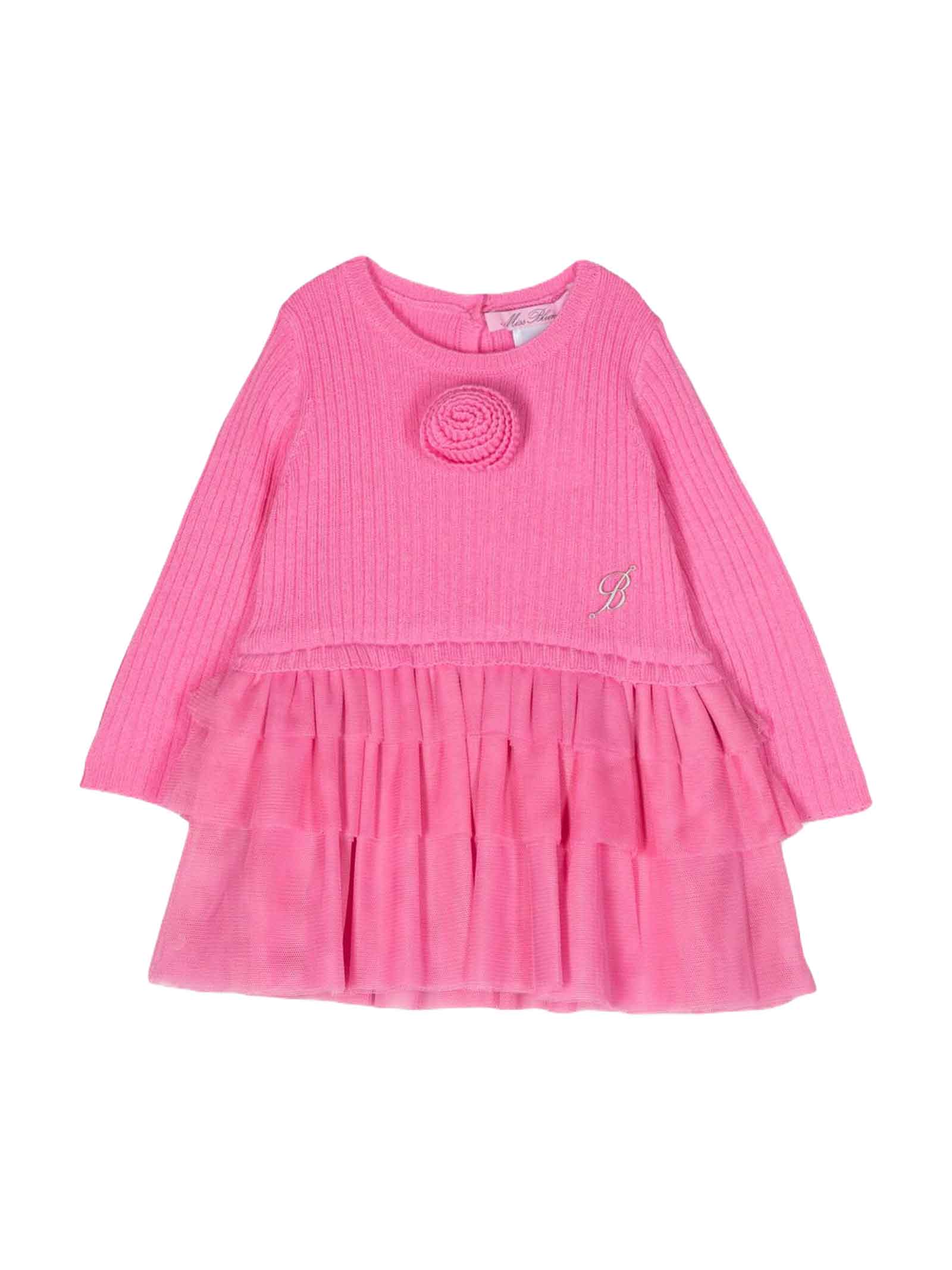 Shop Miss Blumarine Pink Dress Baby Girl  In Rosa