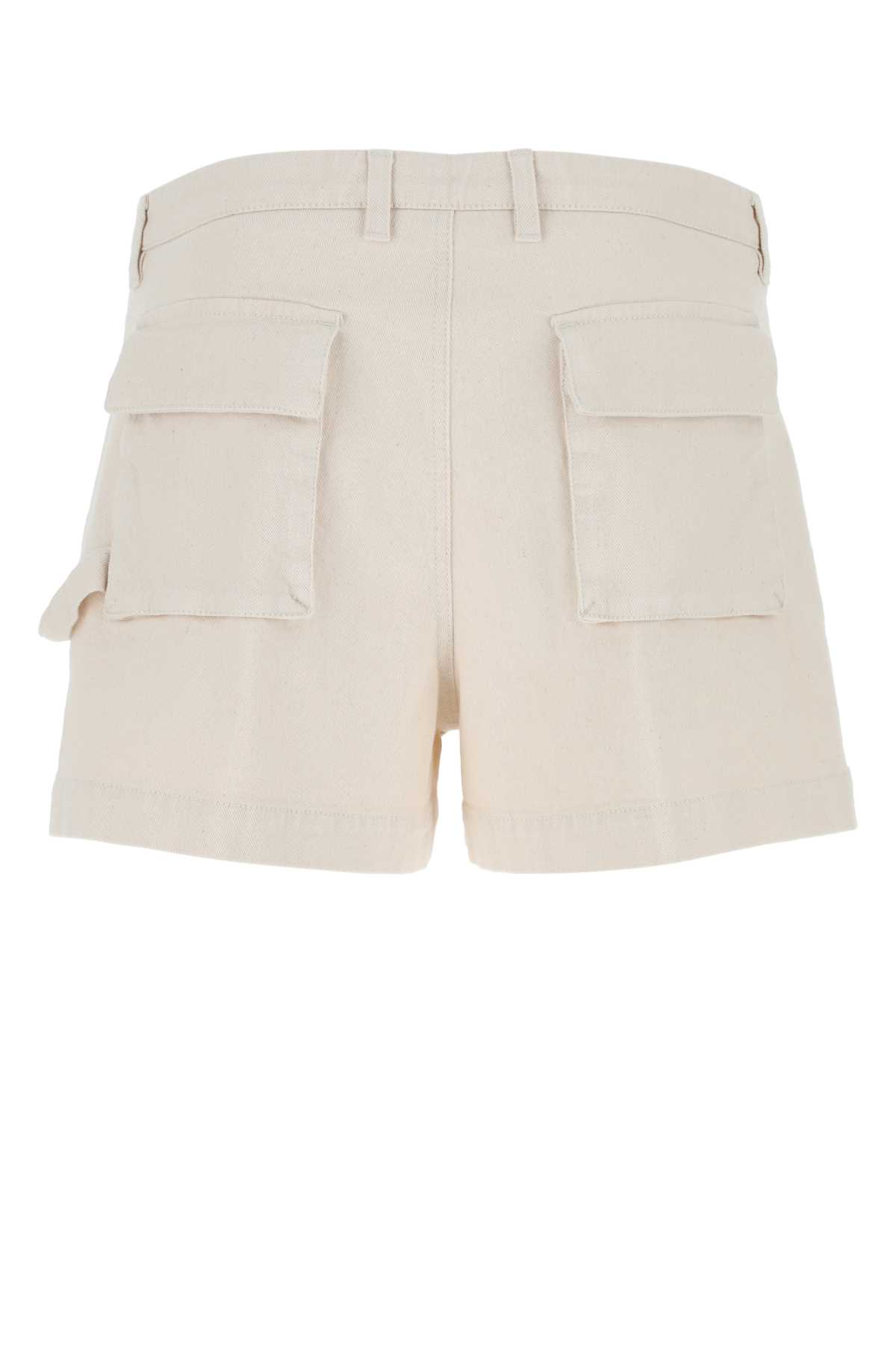 Etro Melange Ivory Stretch Cotton Shorts In White