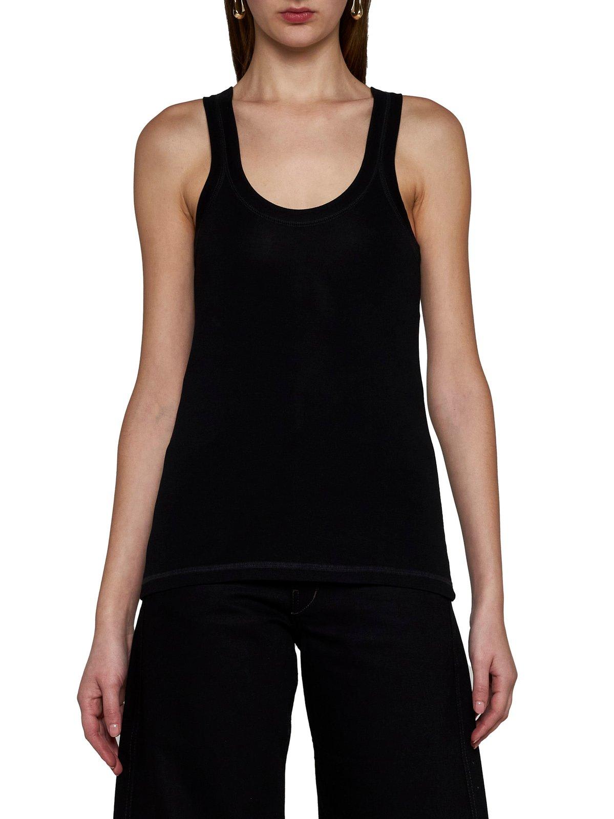 Shop Lemaire Sleeveless Ribbed Tank Top In Nero