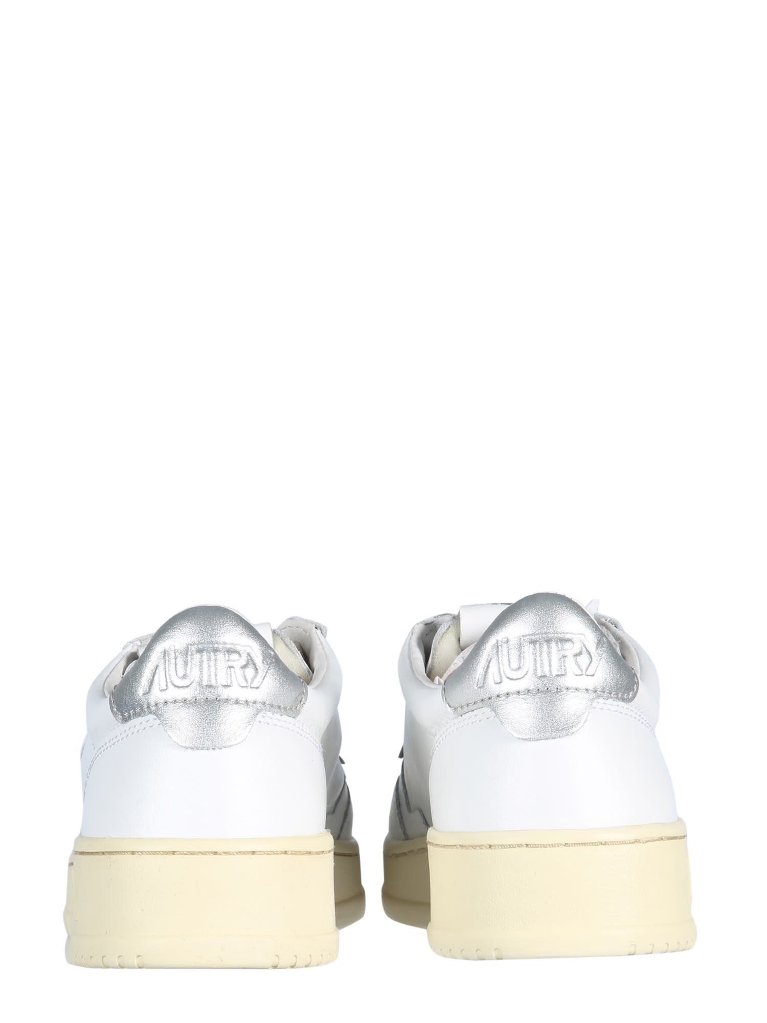 Shop Autry Leather Sneakers In Silver