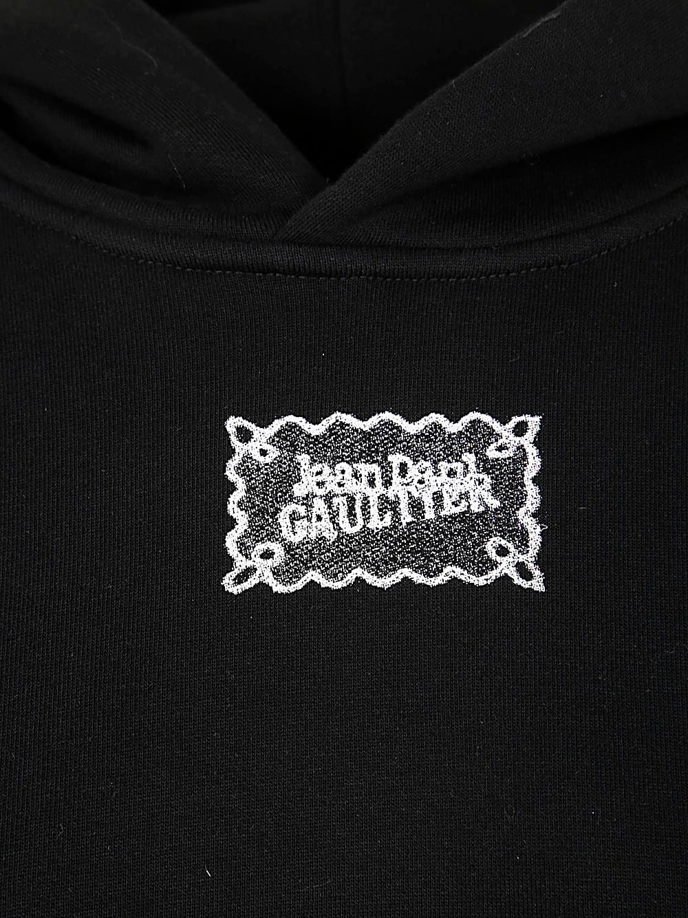 Shop Jean Paul Gaultier Cotton Oversized Hoodie With Lace Label Transfer In Black White