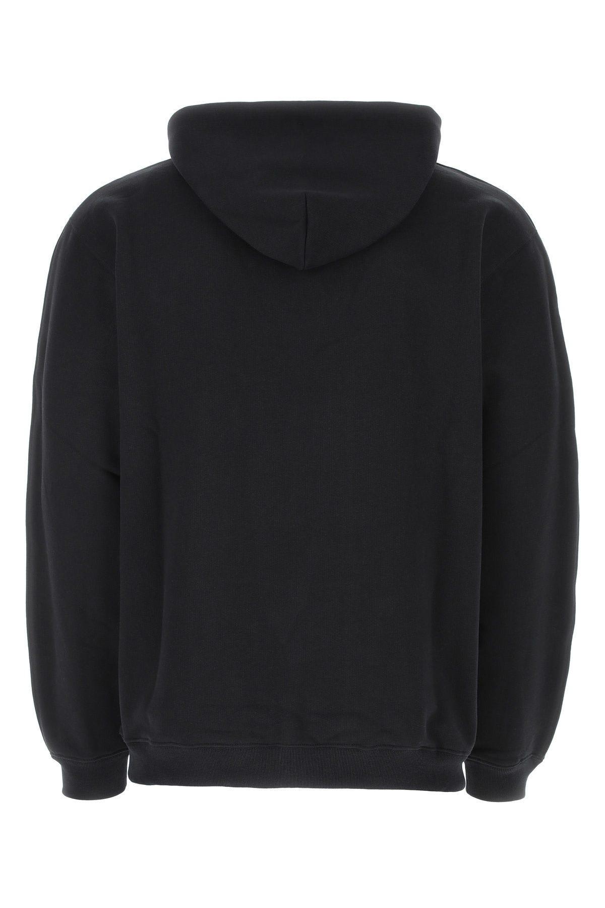 Shop Vtmnts Black Cotton Blend Oversize Sweatshirt