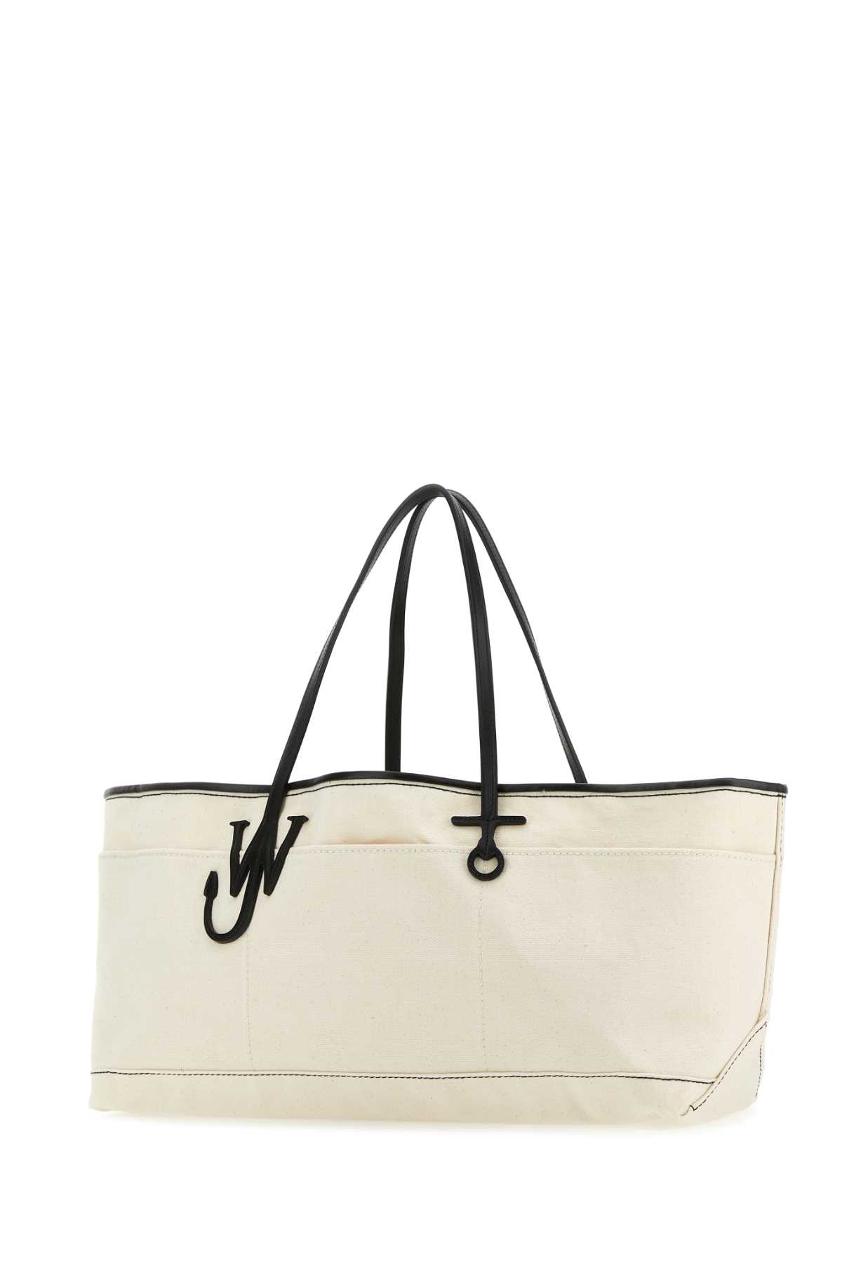 Jw Anderson Ivory Canvas Anchor Shopping Bag In Naturalblack