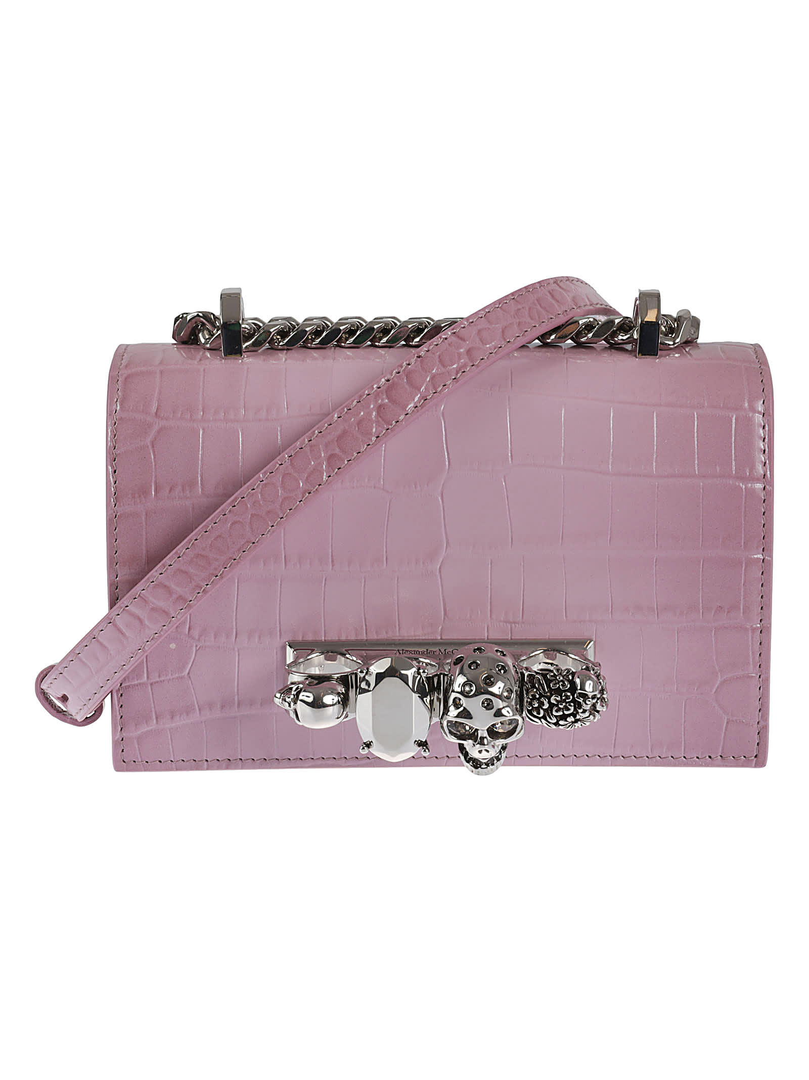 Alexander Mcqueen Mini Himalayan Jeweled Shoulder Bag In Antic Pink