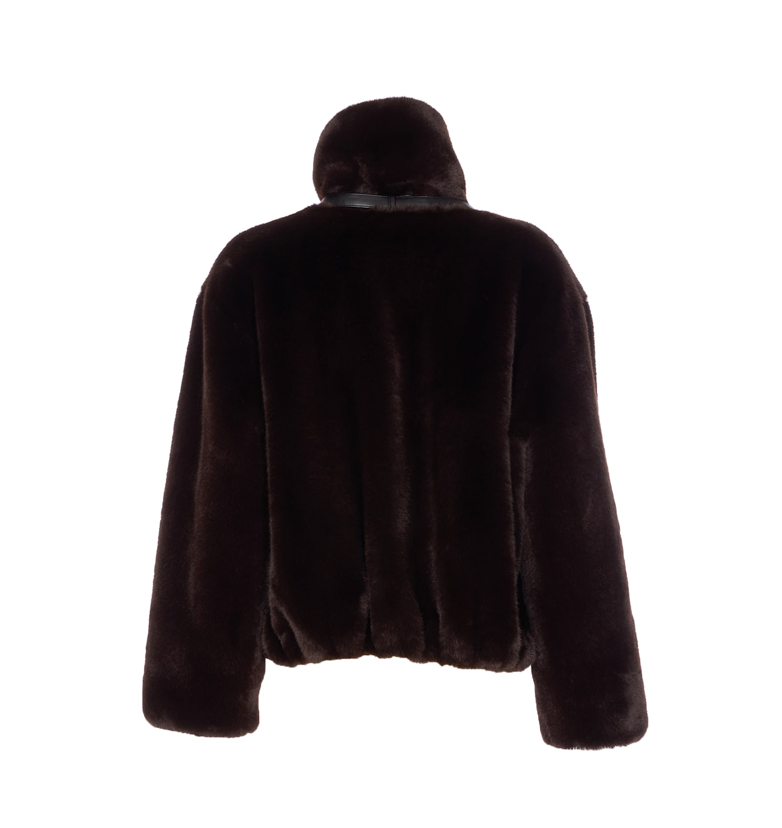 Pinko Ink-effect Faux Fur Blouson Jacket In Black