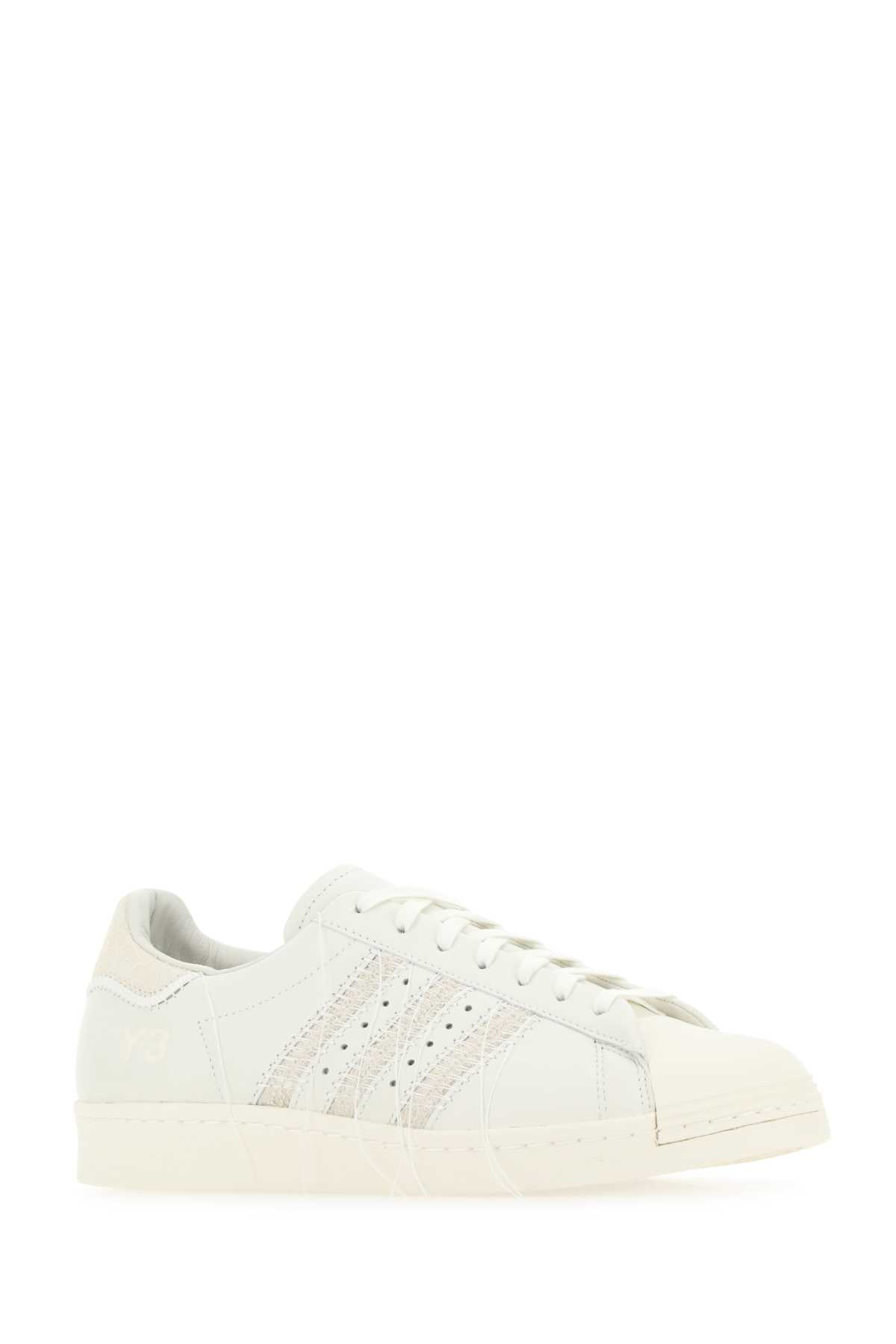 Shop Y-3 Ivory Leather  Superstar Sneakers In Offwhi