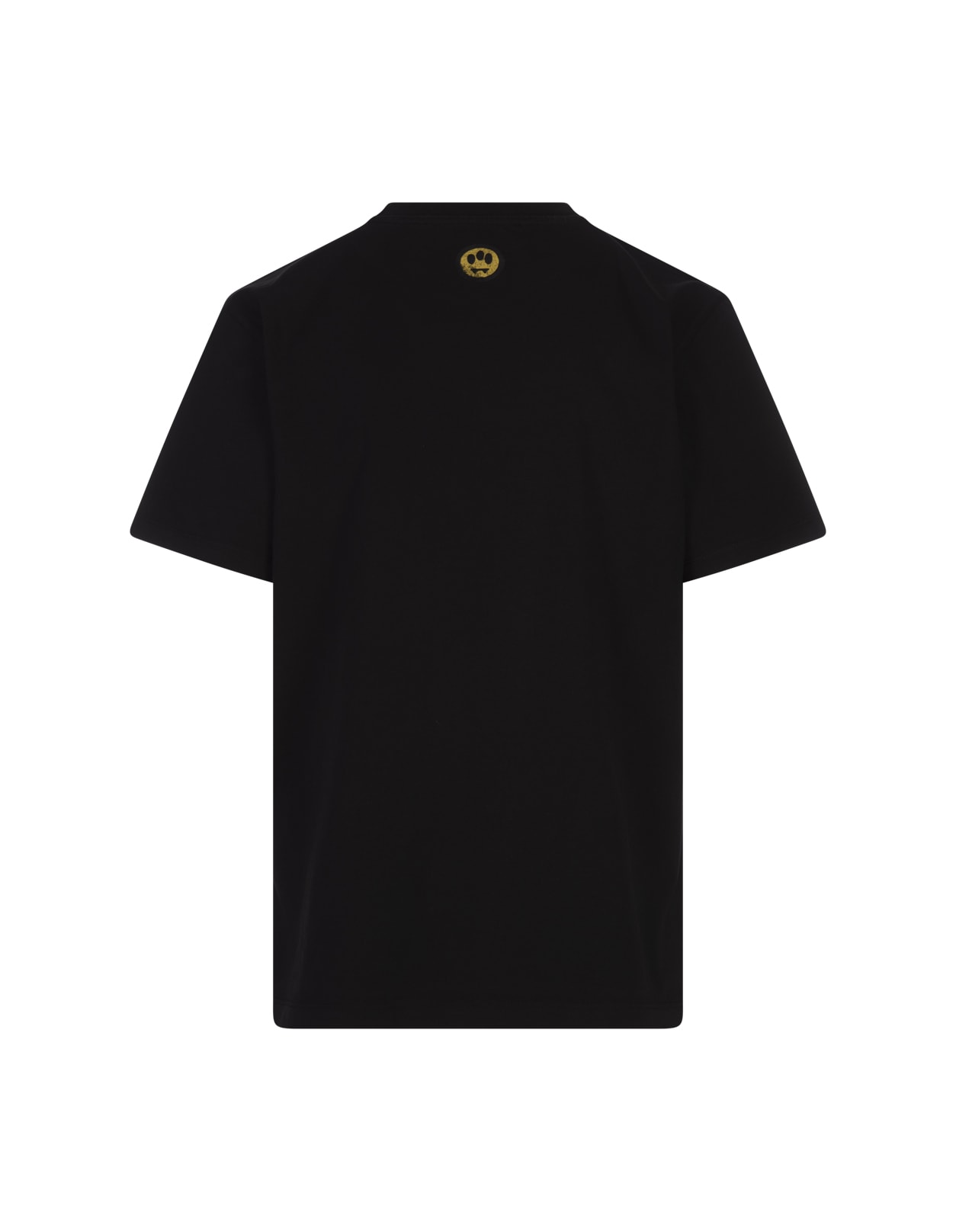 BARROW BLACK T-SHIRT WITH LETTERING AND GRAPHIC PRINT WITH SMILE