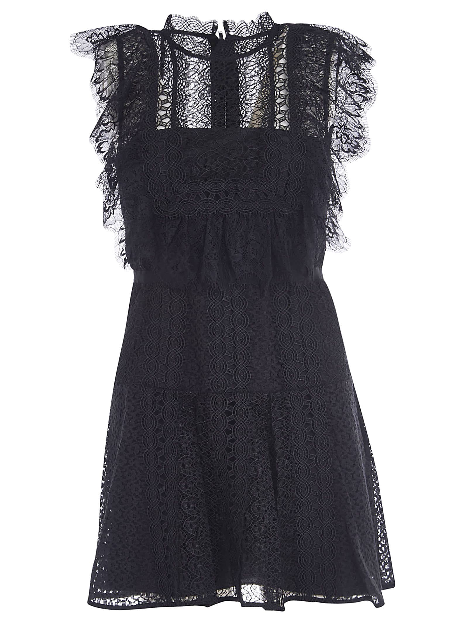 black lace mini dress