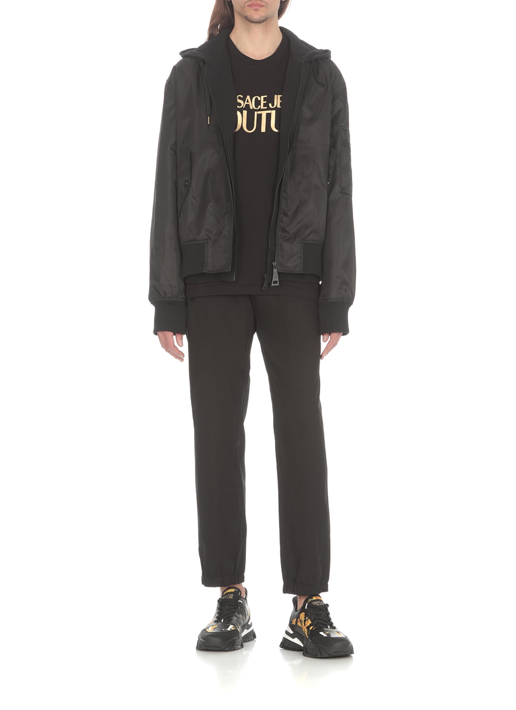 Shop Versace Jeans Couture Watercolor Couture Bomber In Black