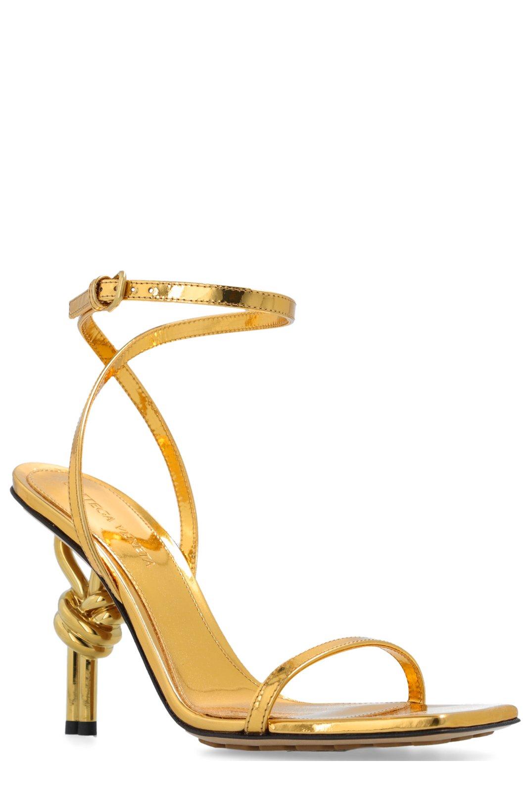 Shop Bottega Veneta Knot Sandals In Gold