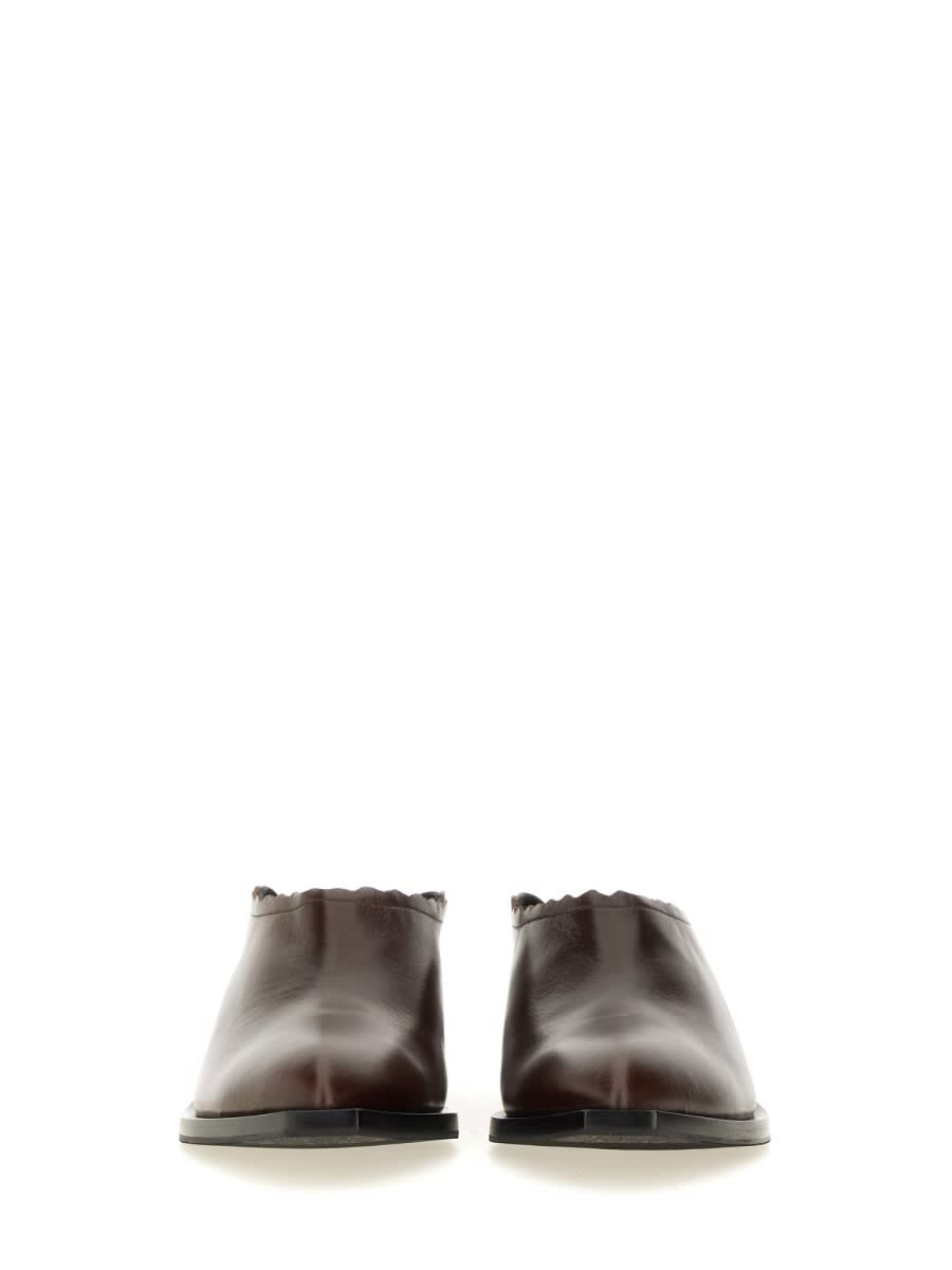 Shop Moschino Shootie Cuban Heel In Brown