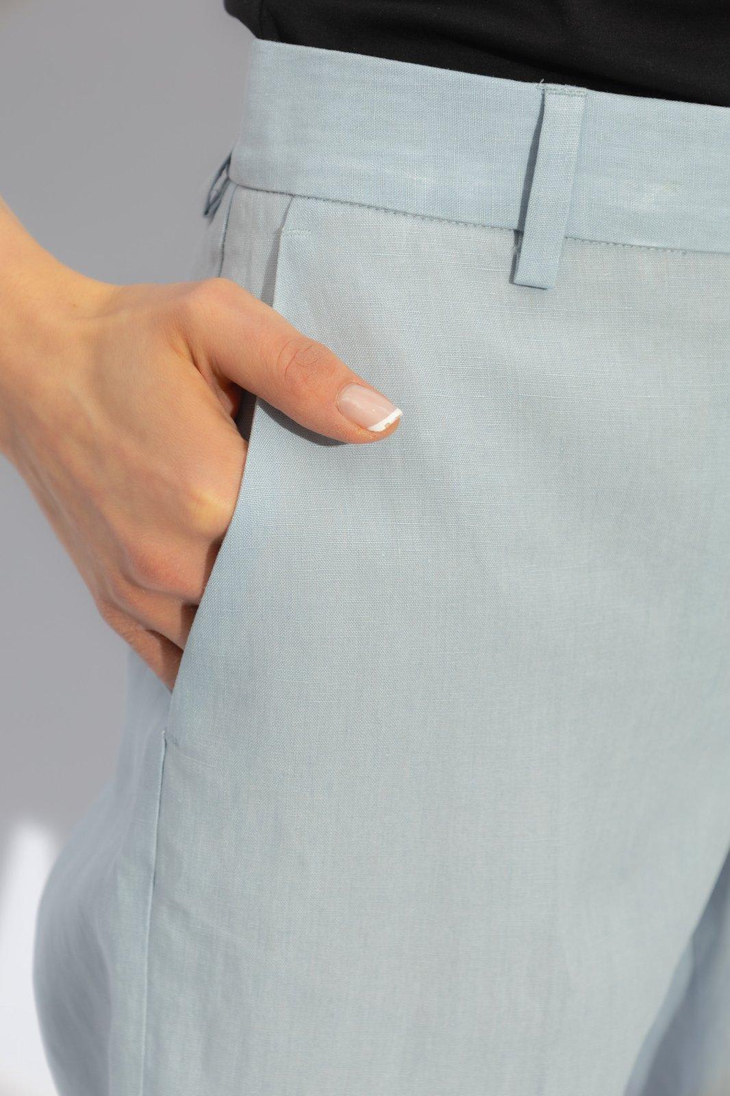 Shop Paul Smith Linen Trousers In Clear Blue
