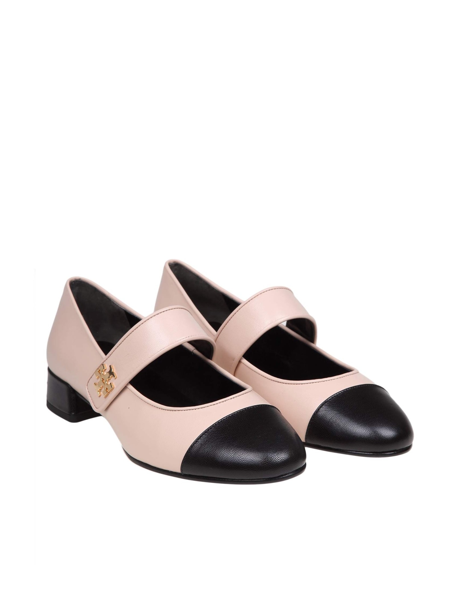 Shop Tory Burch Mary Jane In Two-tone Pink And Black Leather