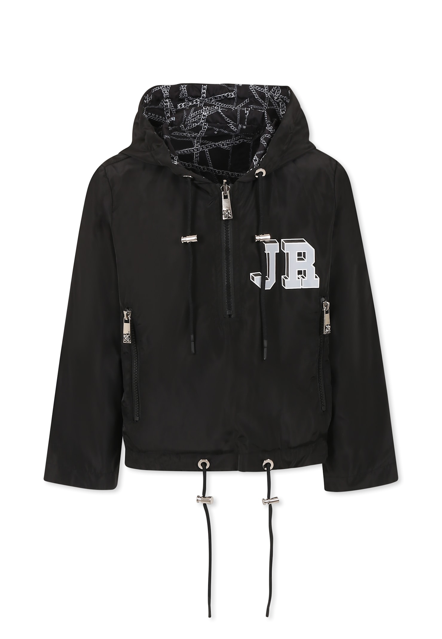 Richmond Black Reversible Jacket For Boy With Logo In Black