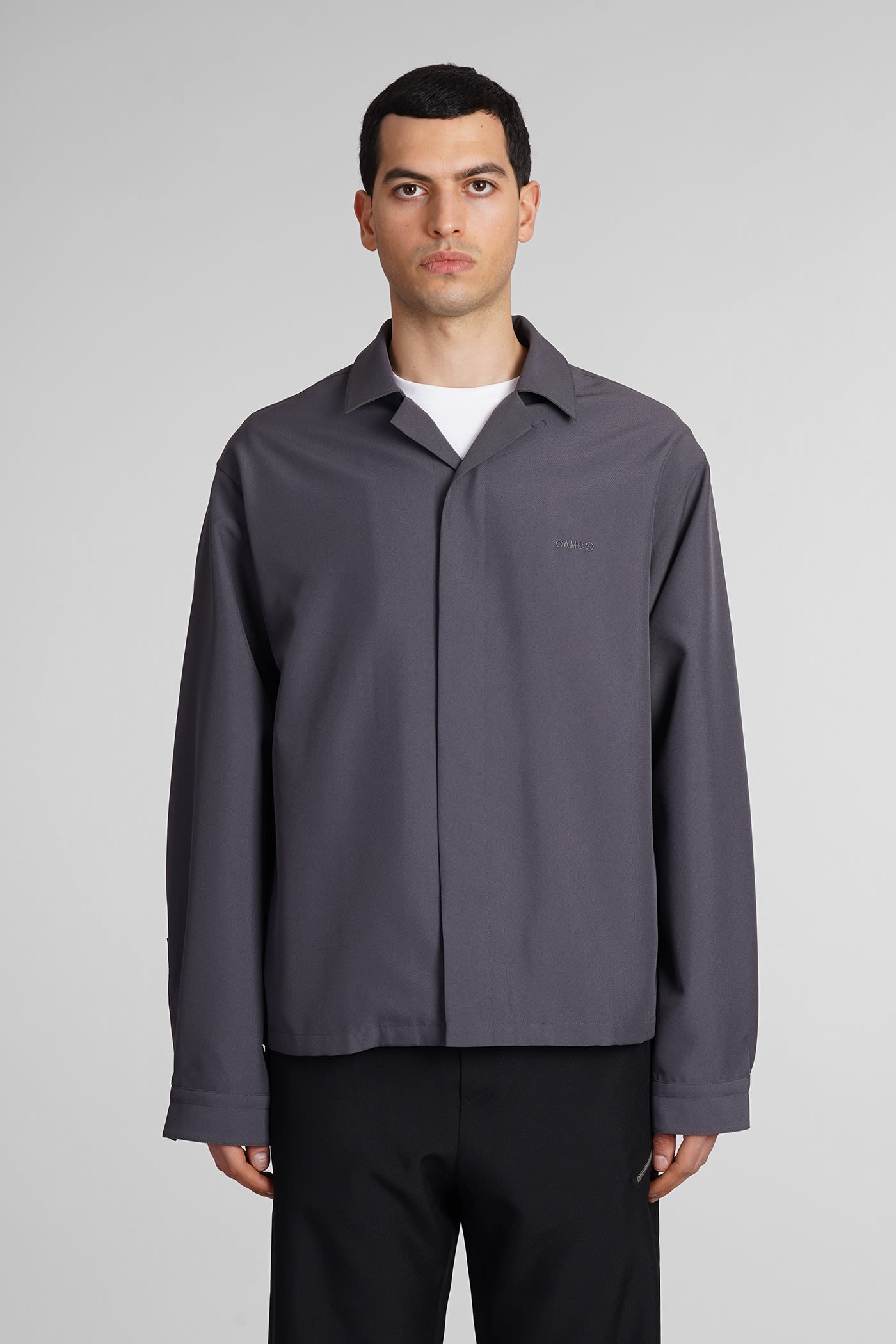 Shop Oamc System Shirt Casual Jacket In Grey Cotton