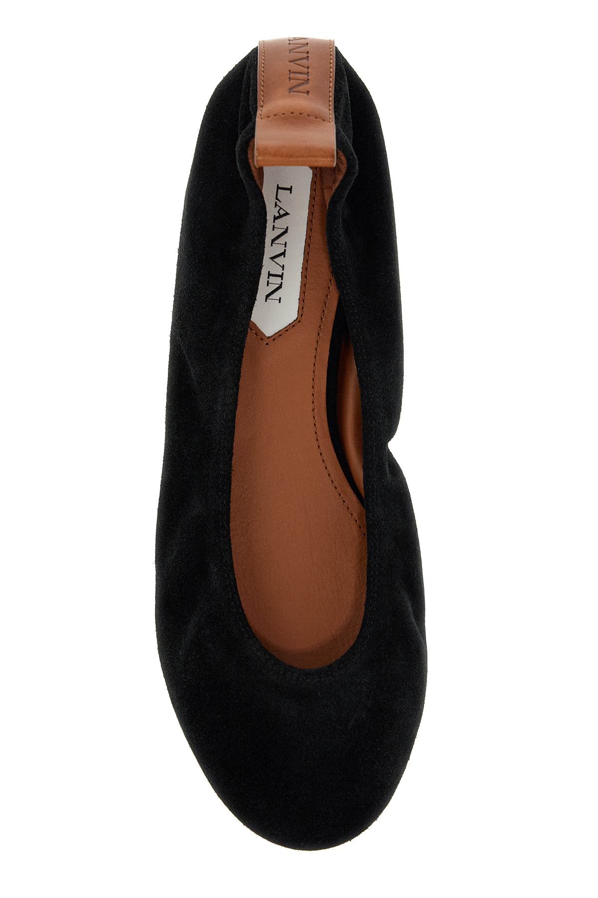 Shop Lanvin Suede Ballet Flats For In Noir (black)