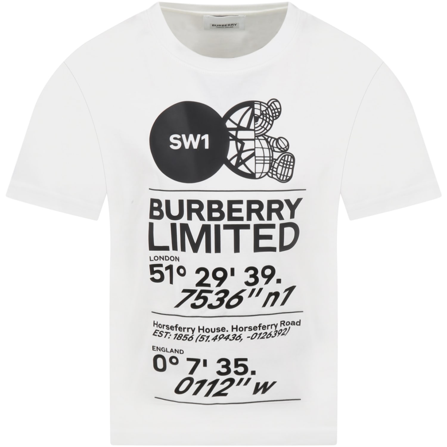 BURBERRY WHITE T-SHIRT FOR KIDS WITH LOGO