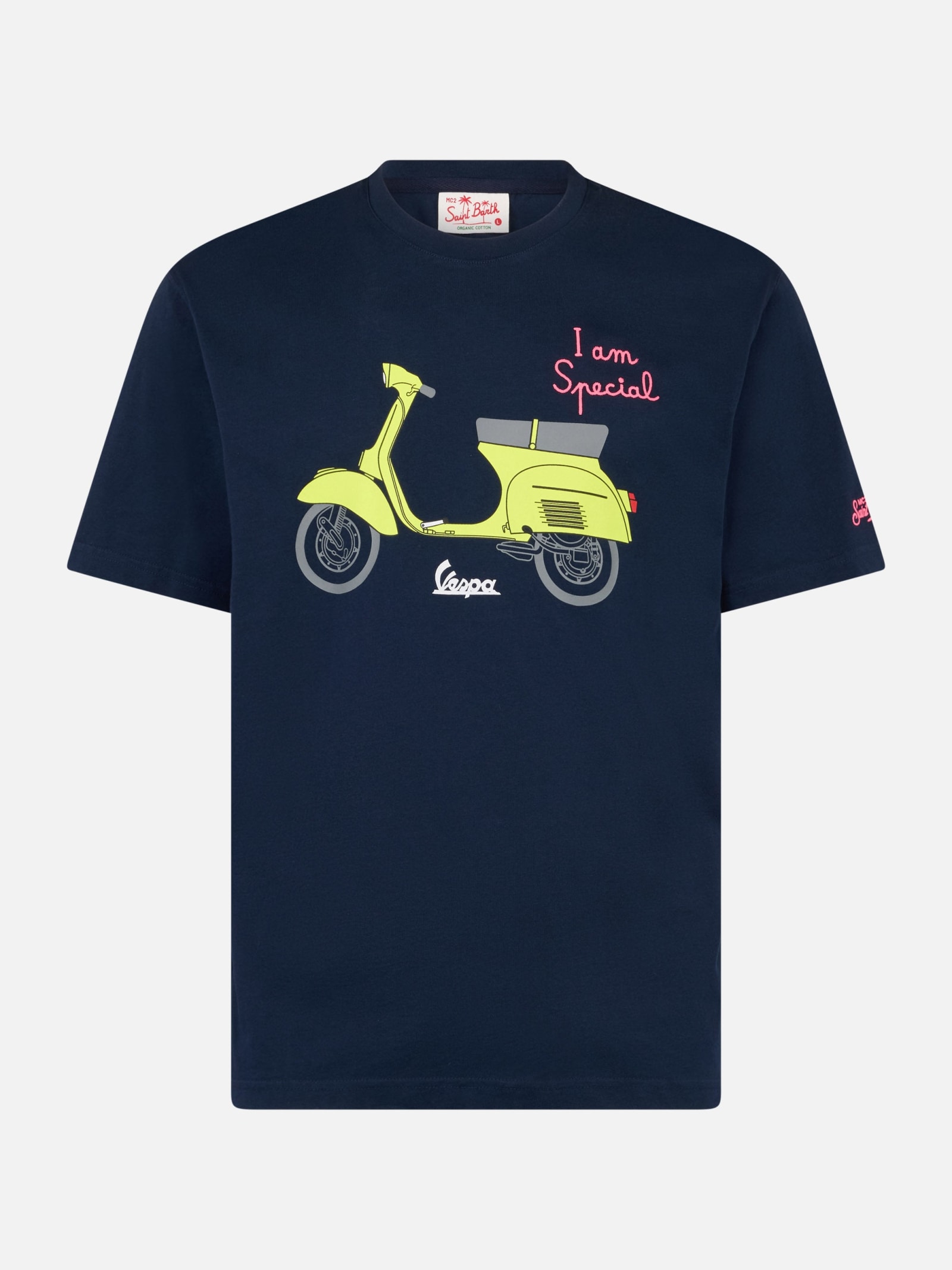MC2 SAINT BARTH MAN COTTON T-SHIRT WITH VESPA PRINT AND EMBROIDERY VESPA SPECIAL EDITION