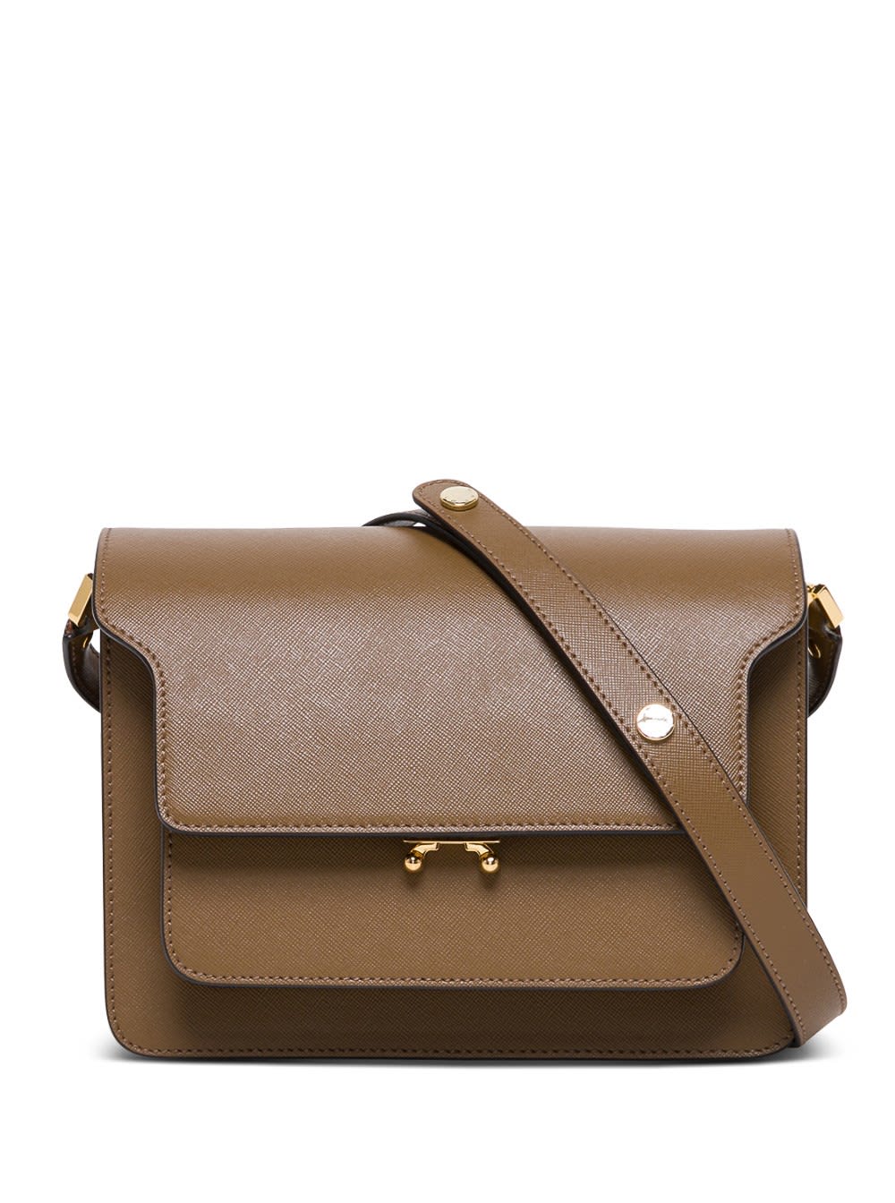 Marni Crossbody Bag In Brown Saffiano Leather