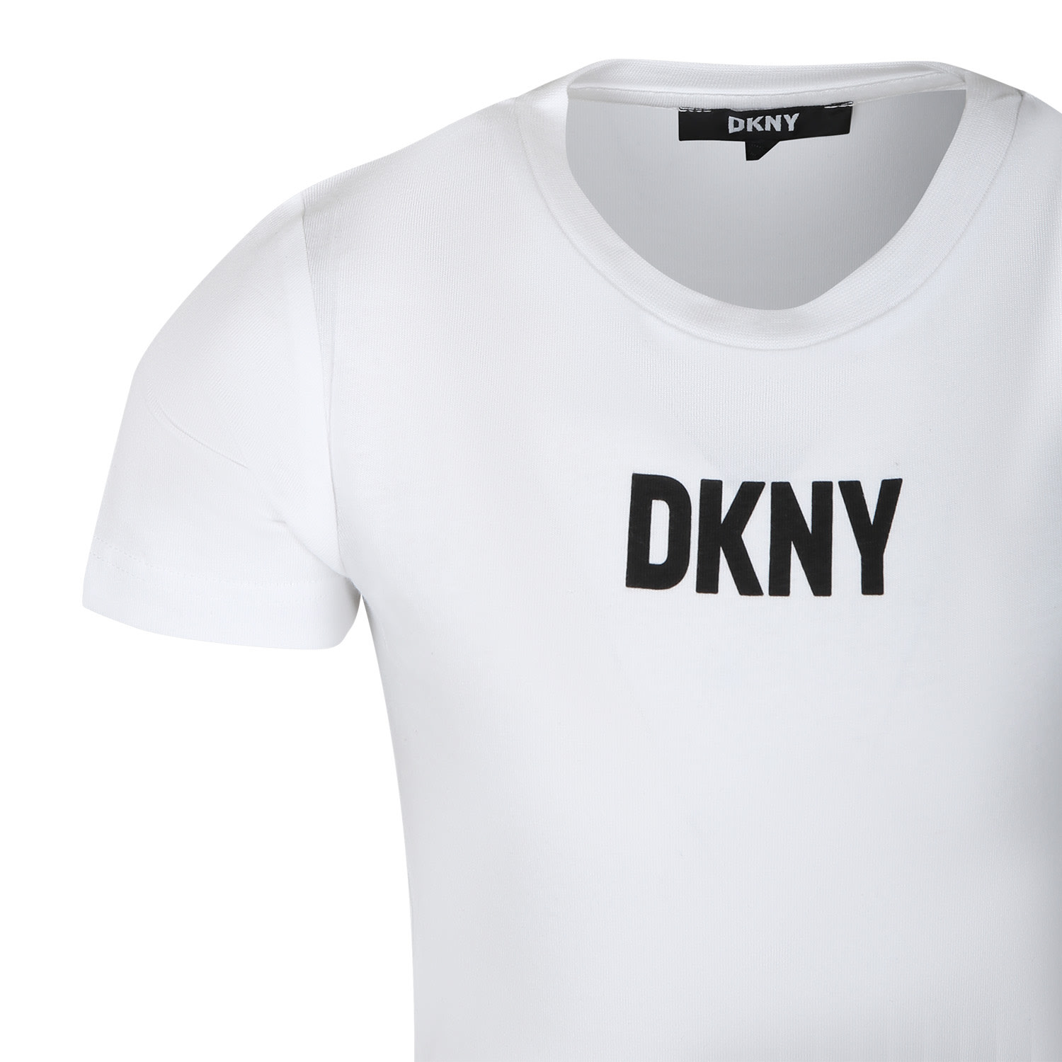 Shop Dkny Black T-shirt For Kids With Logo In P Bianco