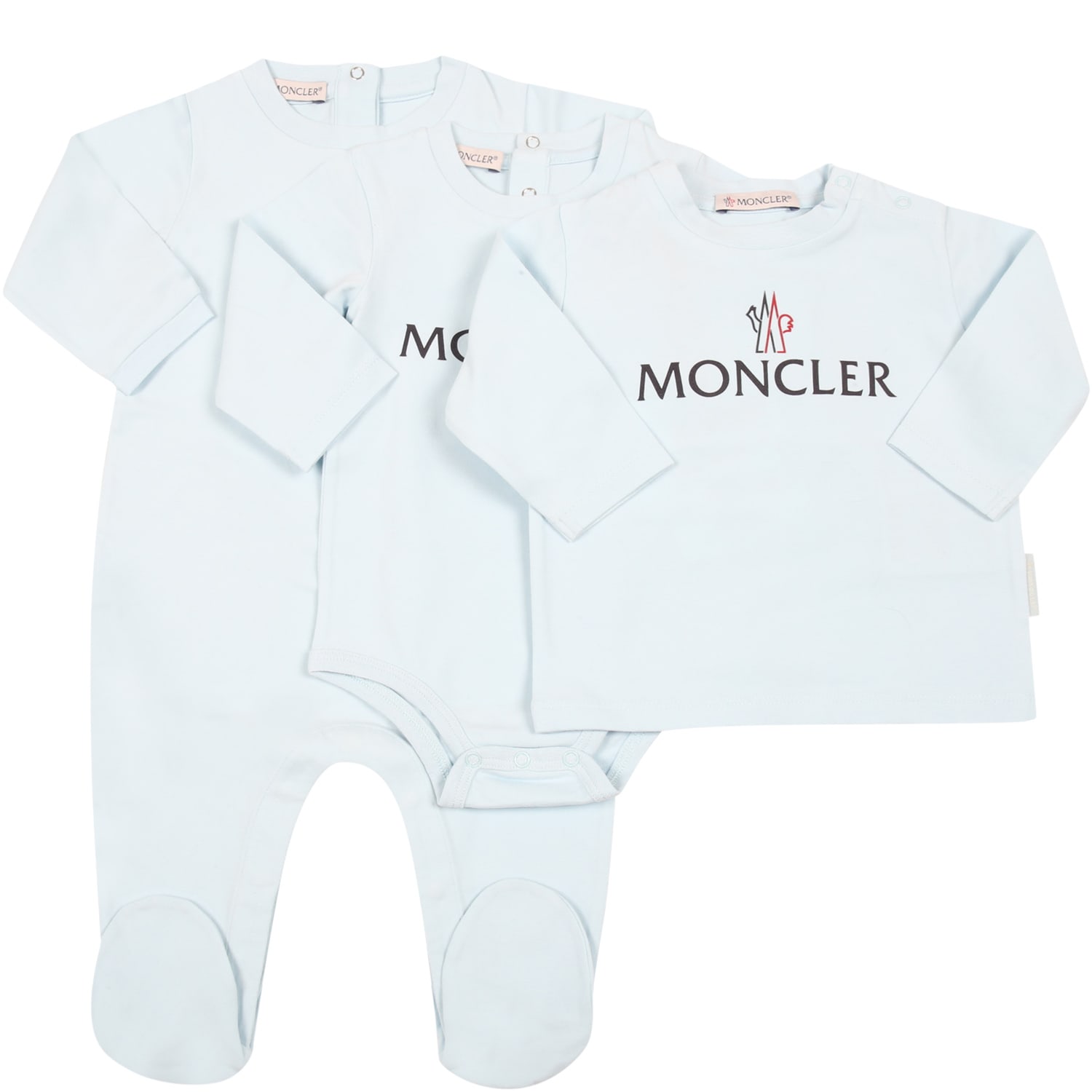 Moncler Light Blue Set For Baby Boy With Logo