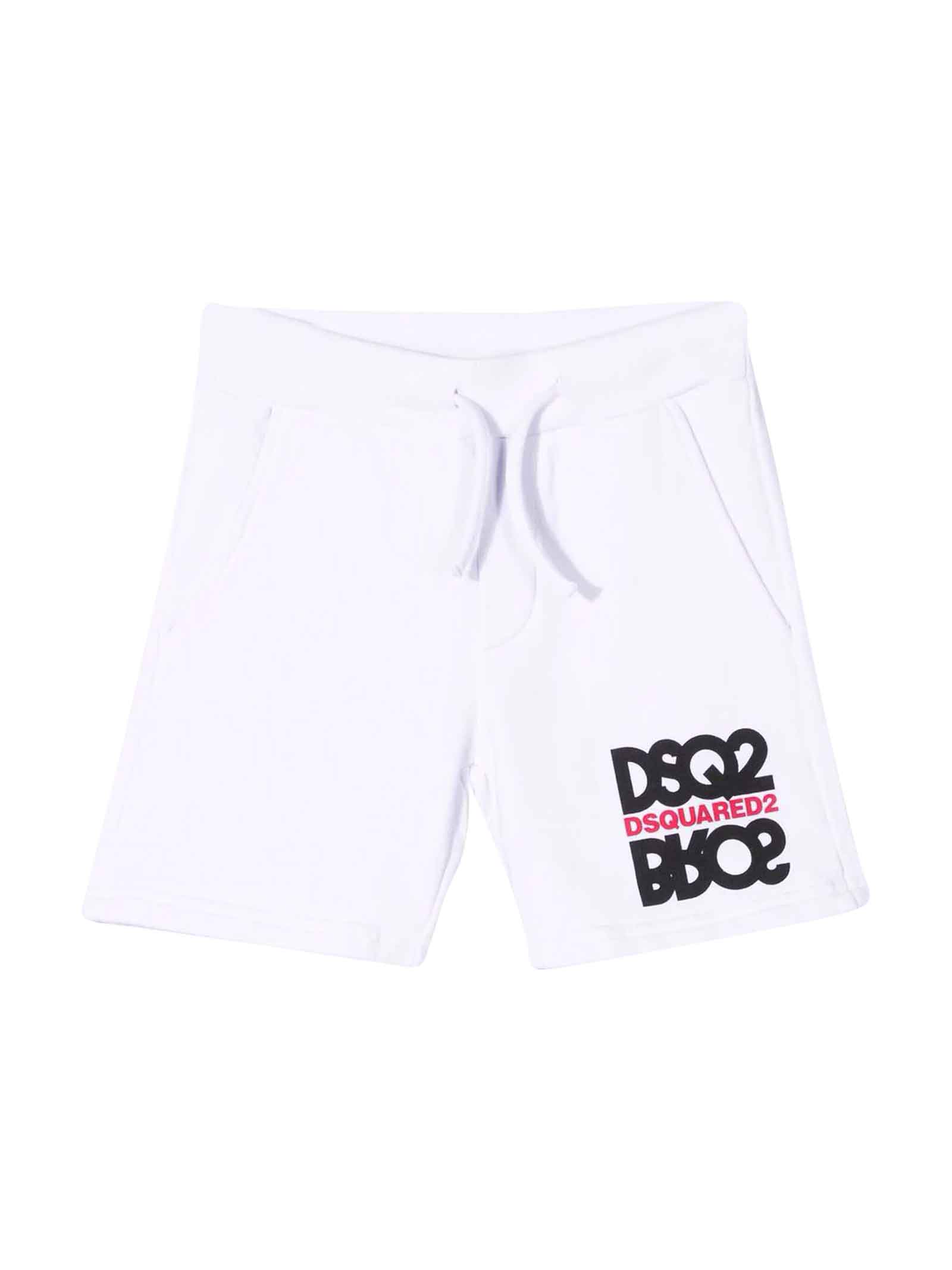 Dsquared2 White Bermuda Shorts With Print Dsquared Kids