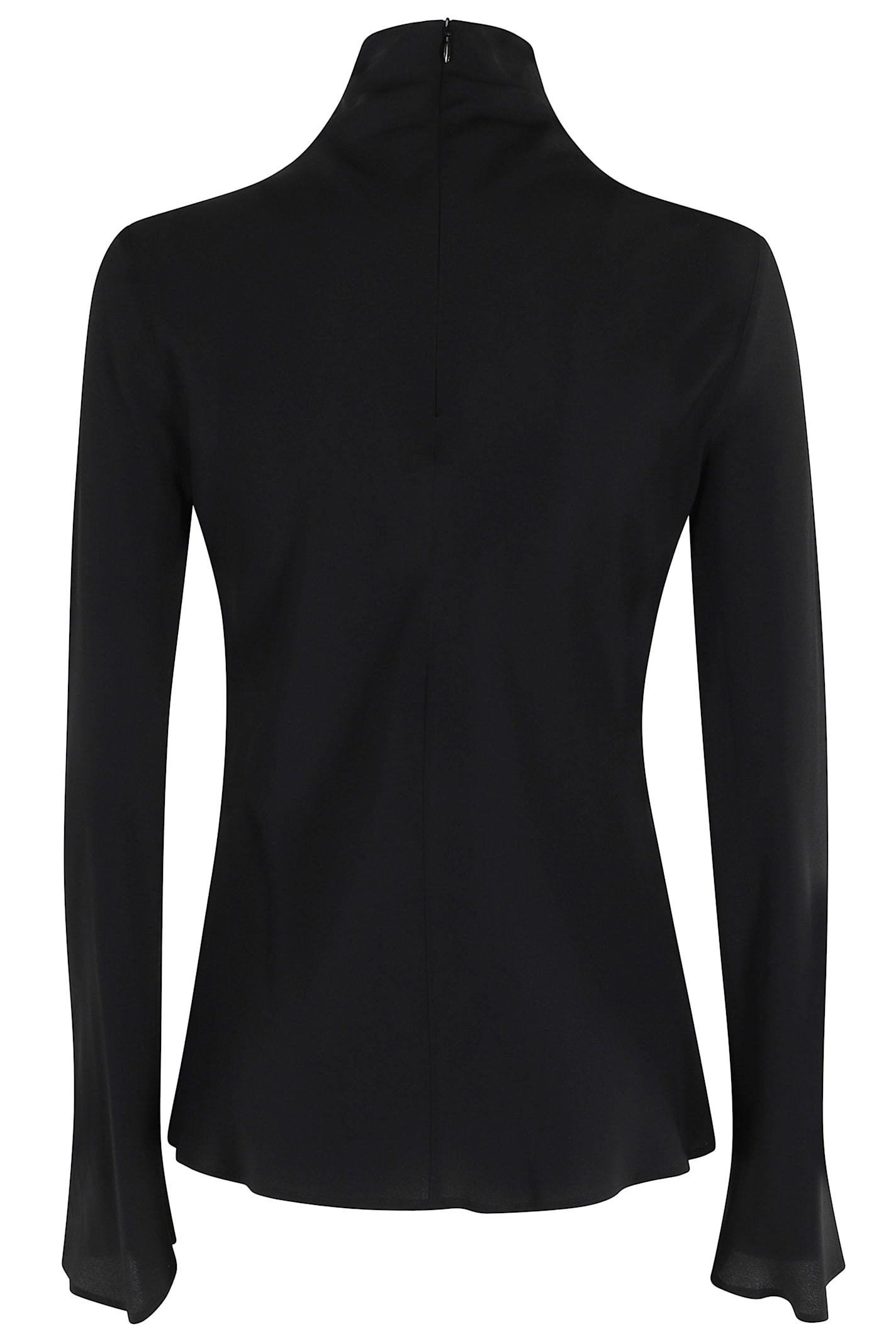 Semicouture Crepe De Chine High Neck Blouse In Black