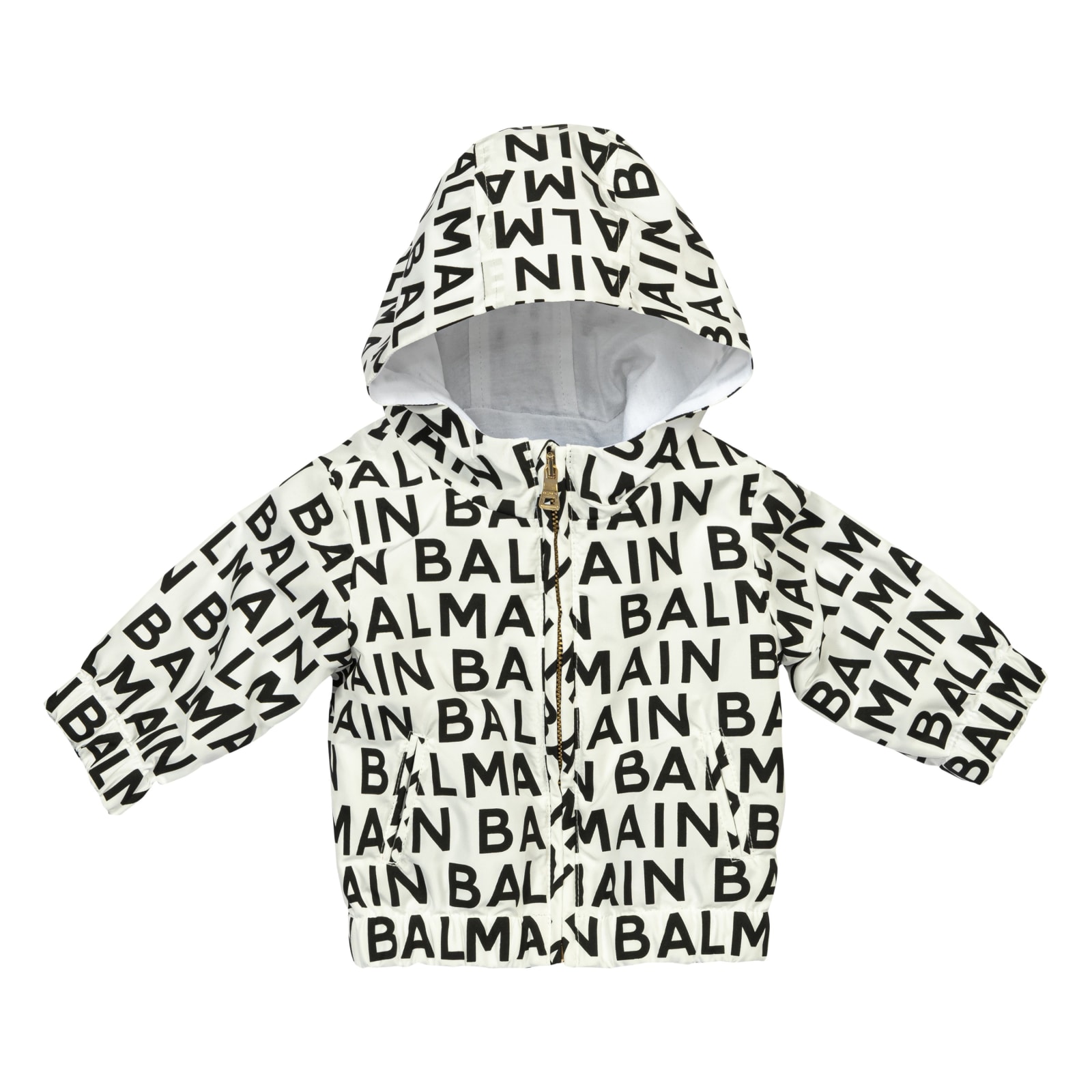 Balmain Babies' Jacket With Logo In Bianco-nero