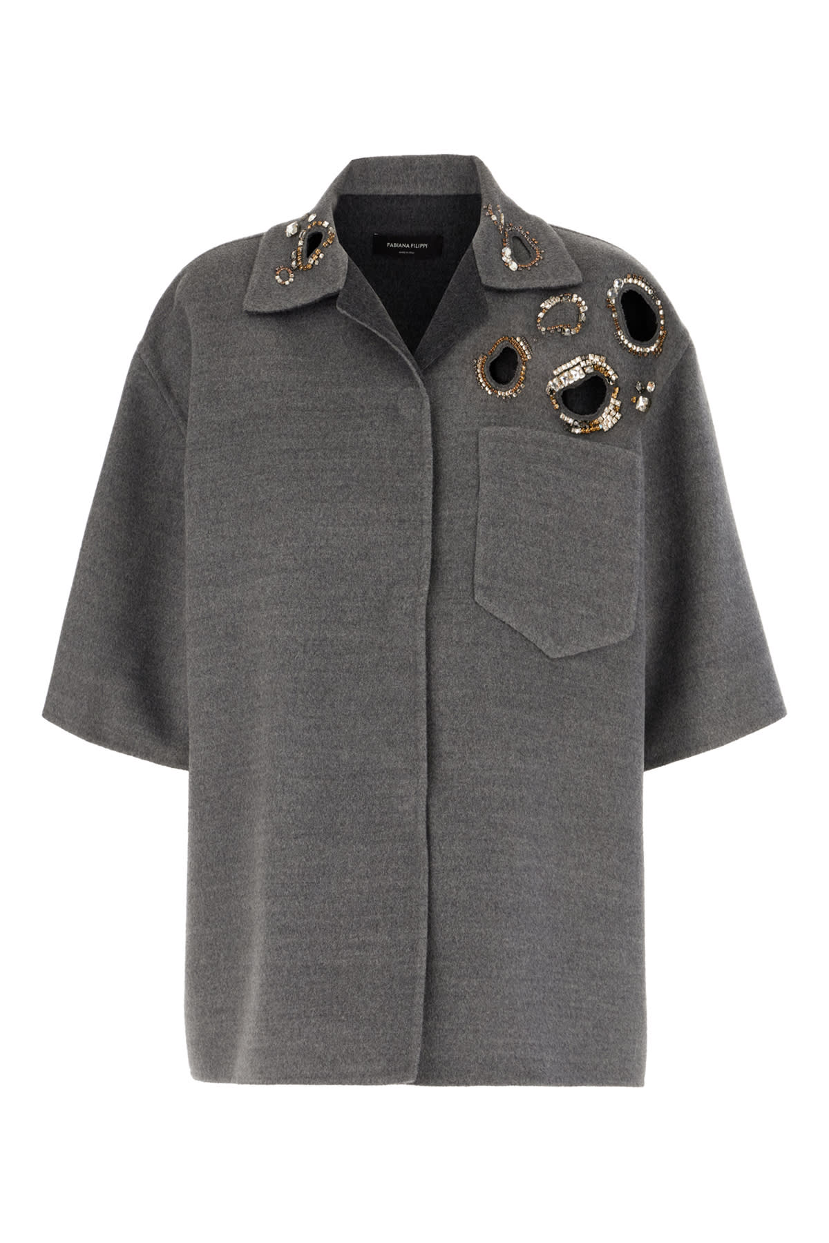 Fabiana Filippi Double Layer Shirt Jacket In Gray