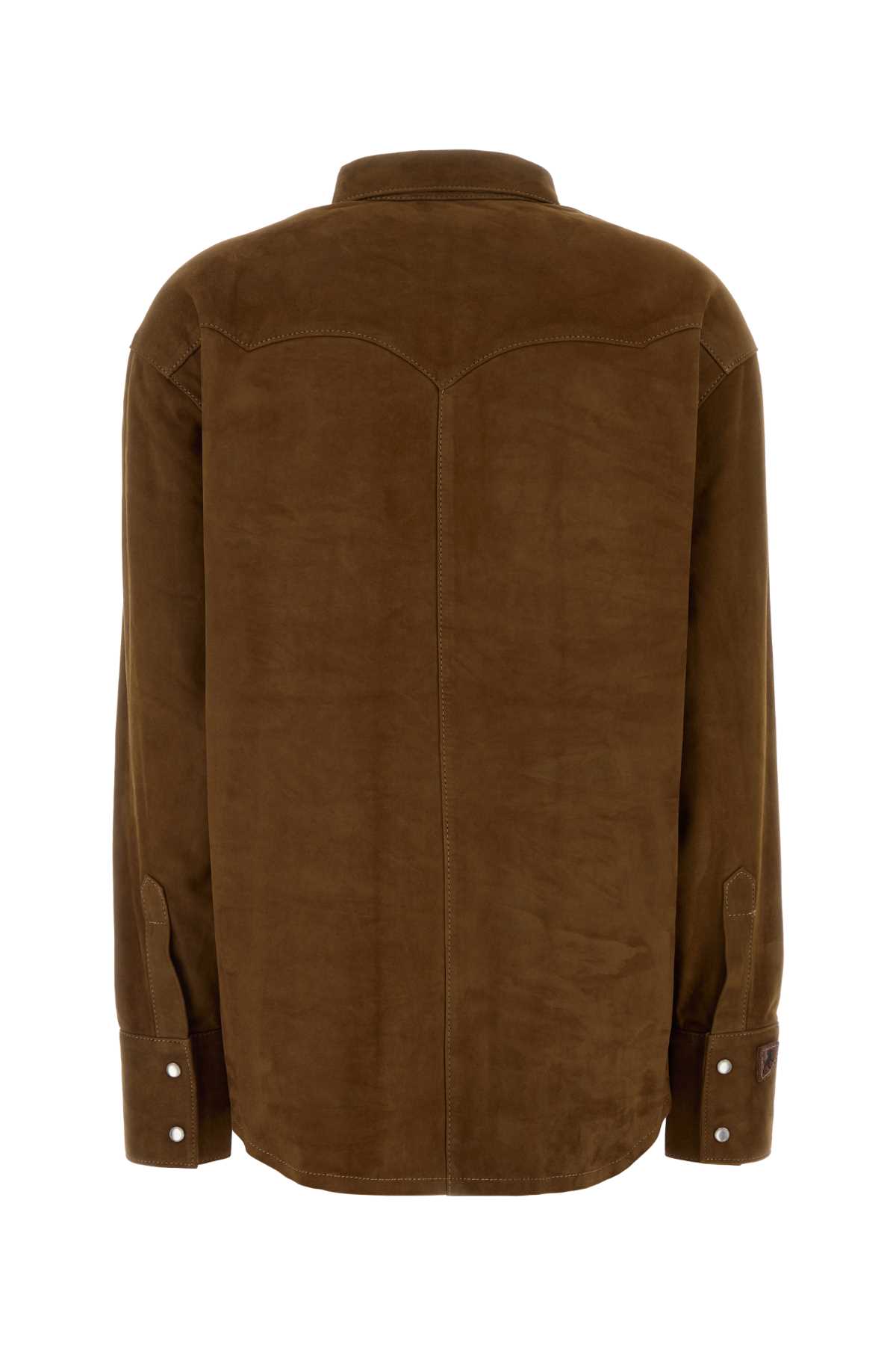 Lois Camel Suede Shirt In Brown
