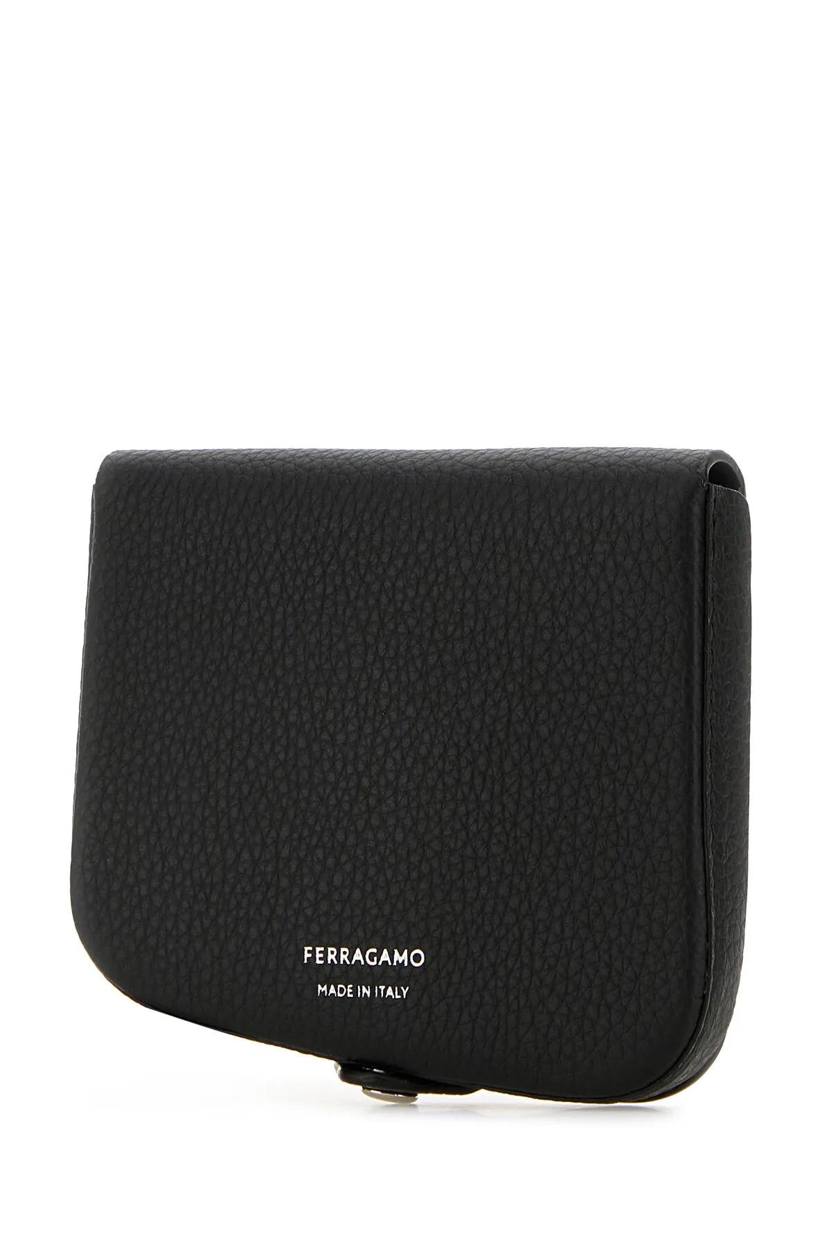 Shop Ferragamo Black Leather Coin Purse