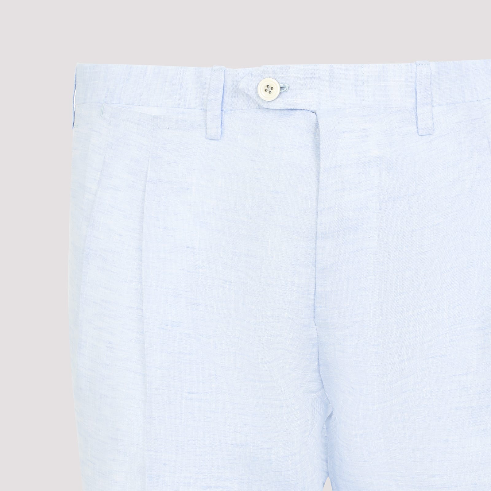 Shop Kiton Linen Pants In Celeste