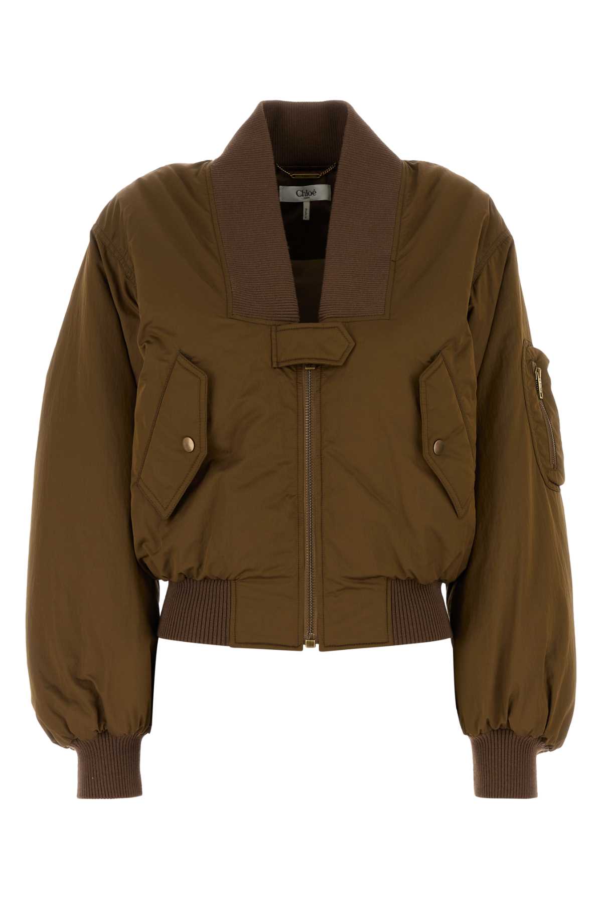 Chloé Brown Polyester Blend Bomber Jacket In Brown