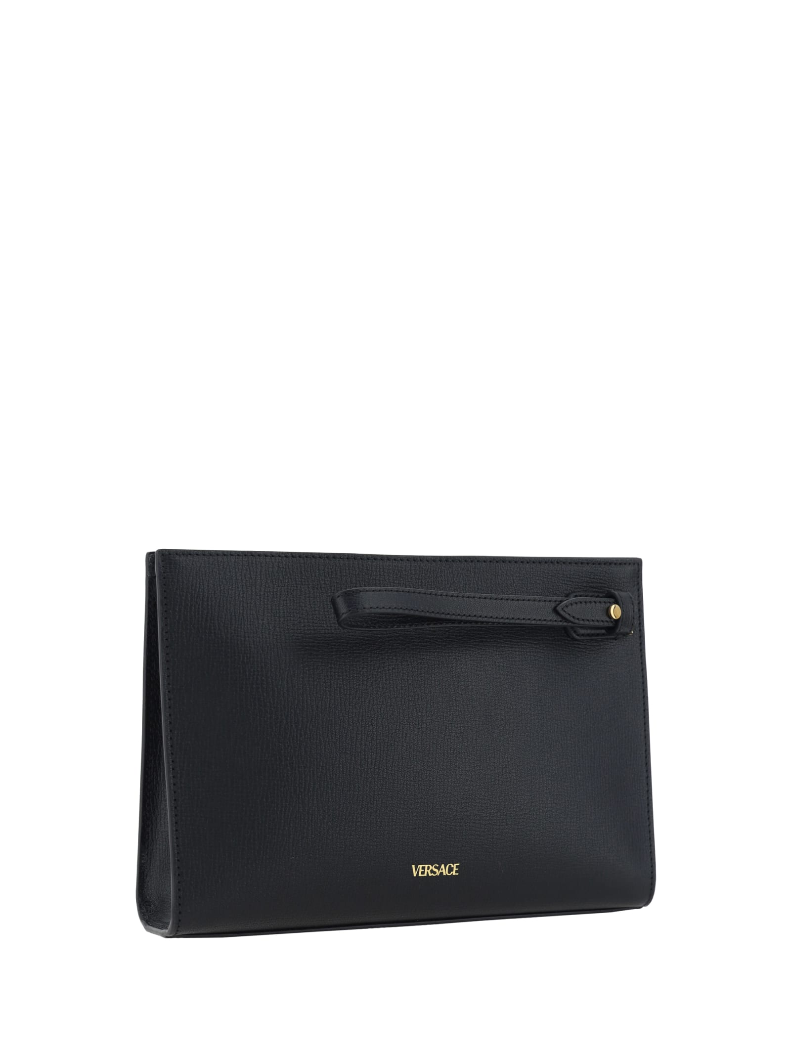 Shop Versace Clutch Bag In Black- Gold