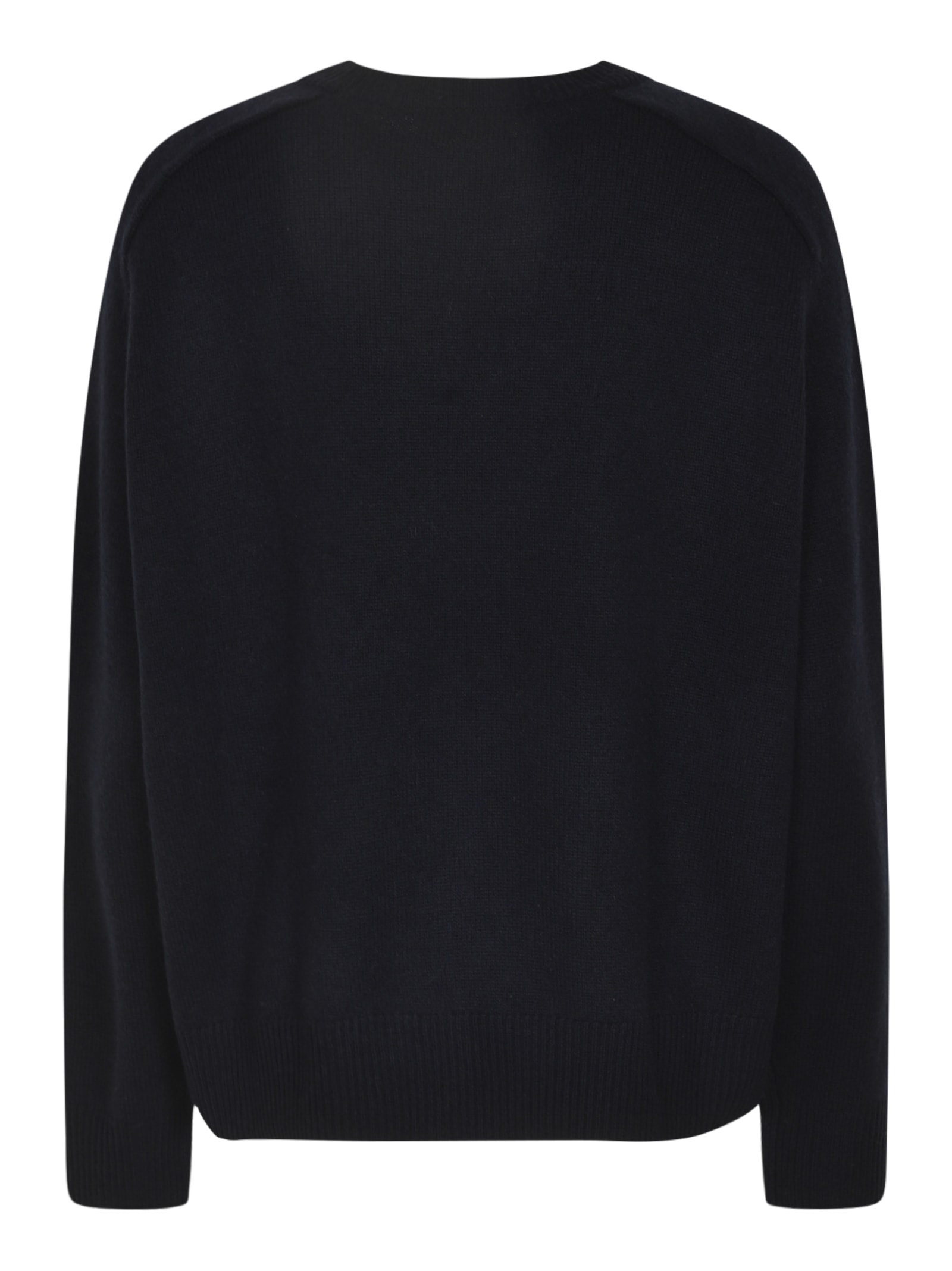 Goat Rib Trim Knit Plain Sweater In Blue