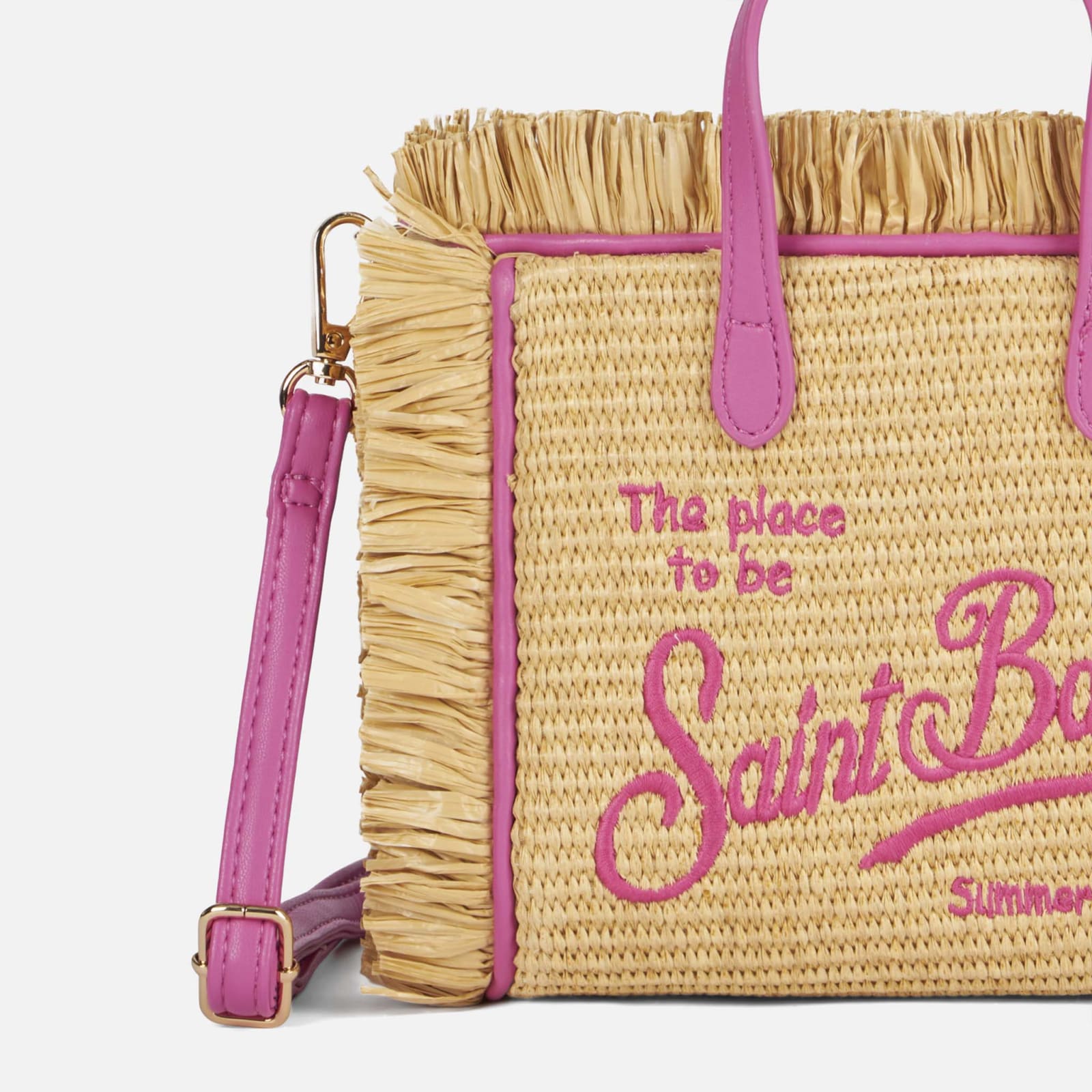 Shop Mc2 Saint Barth Mini Vanity Straw Bag With Embroidery In White
