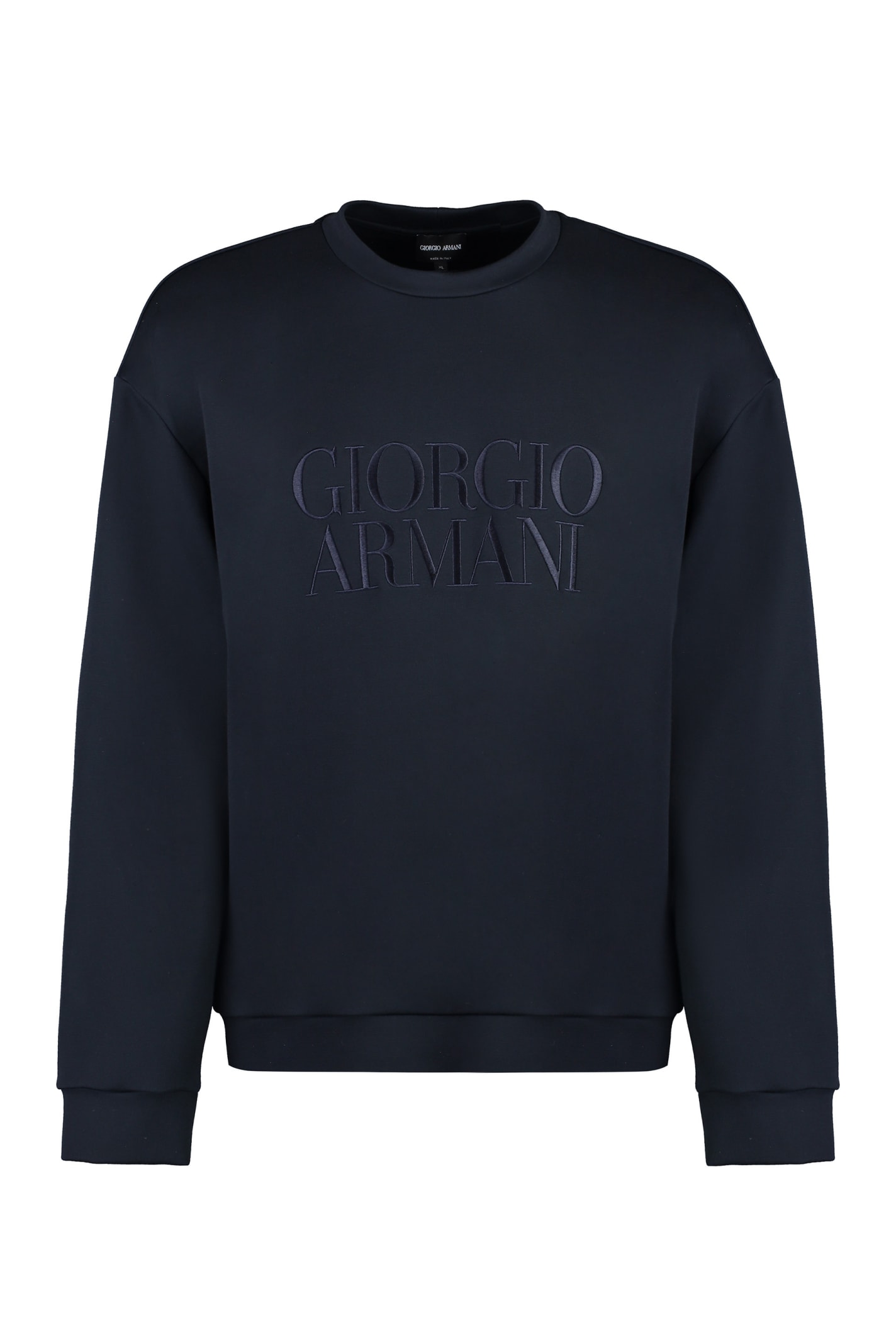 Shop Giorgio Armani Embroidered Logo Crew-neck Sweatshirt In Ubwz