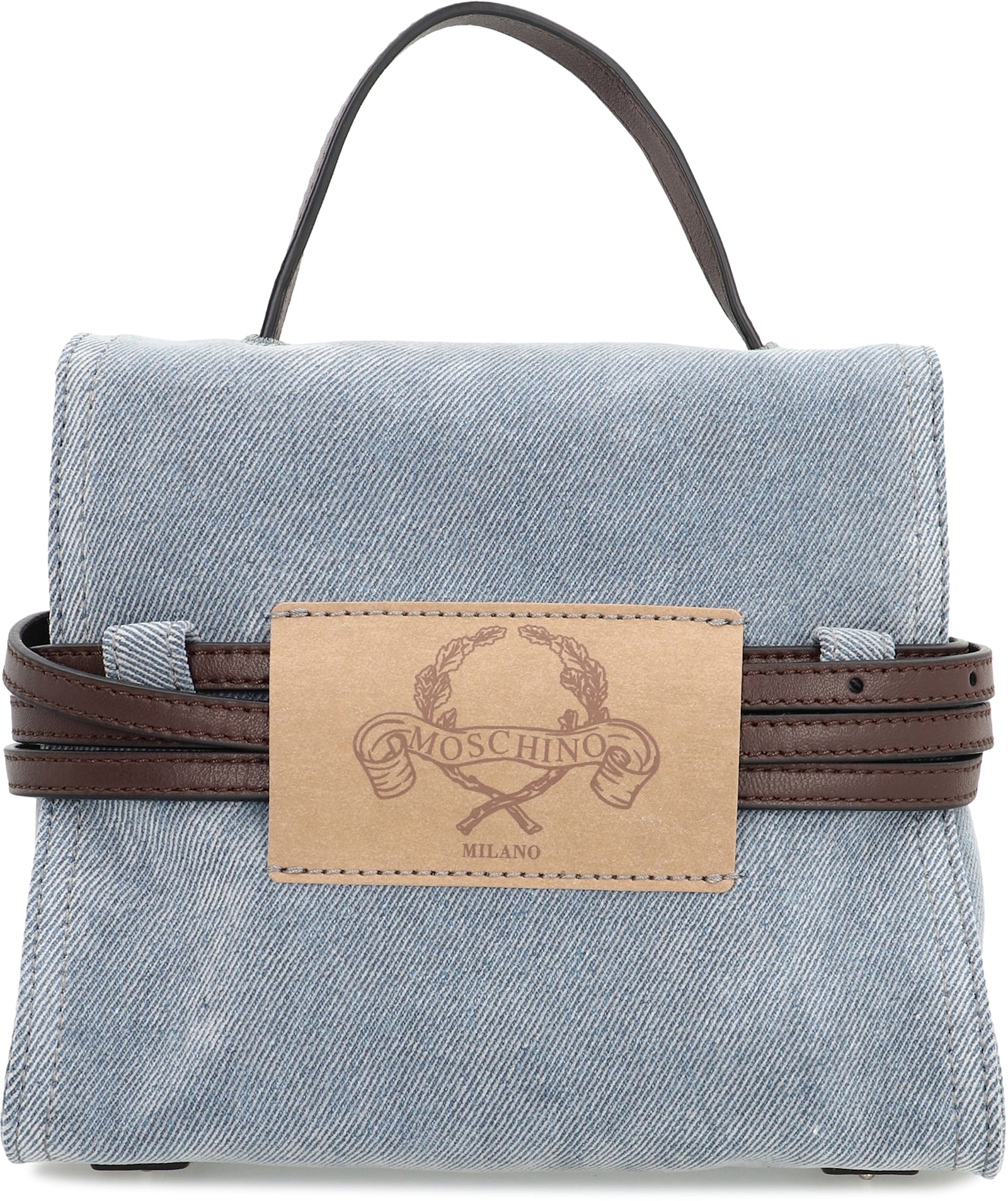 Moschino Top Handle Shoulder Bag With Detachable Belt In Blue