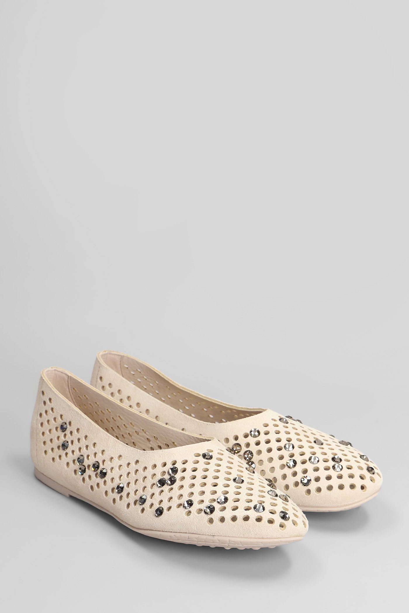 Pedro Garcia Ariane Ballet Flats In Beige Suede In Neutral