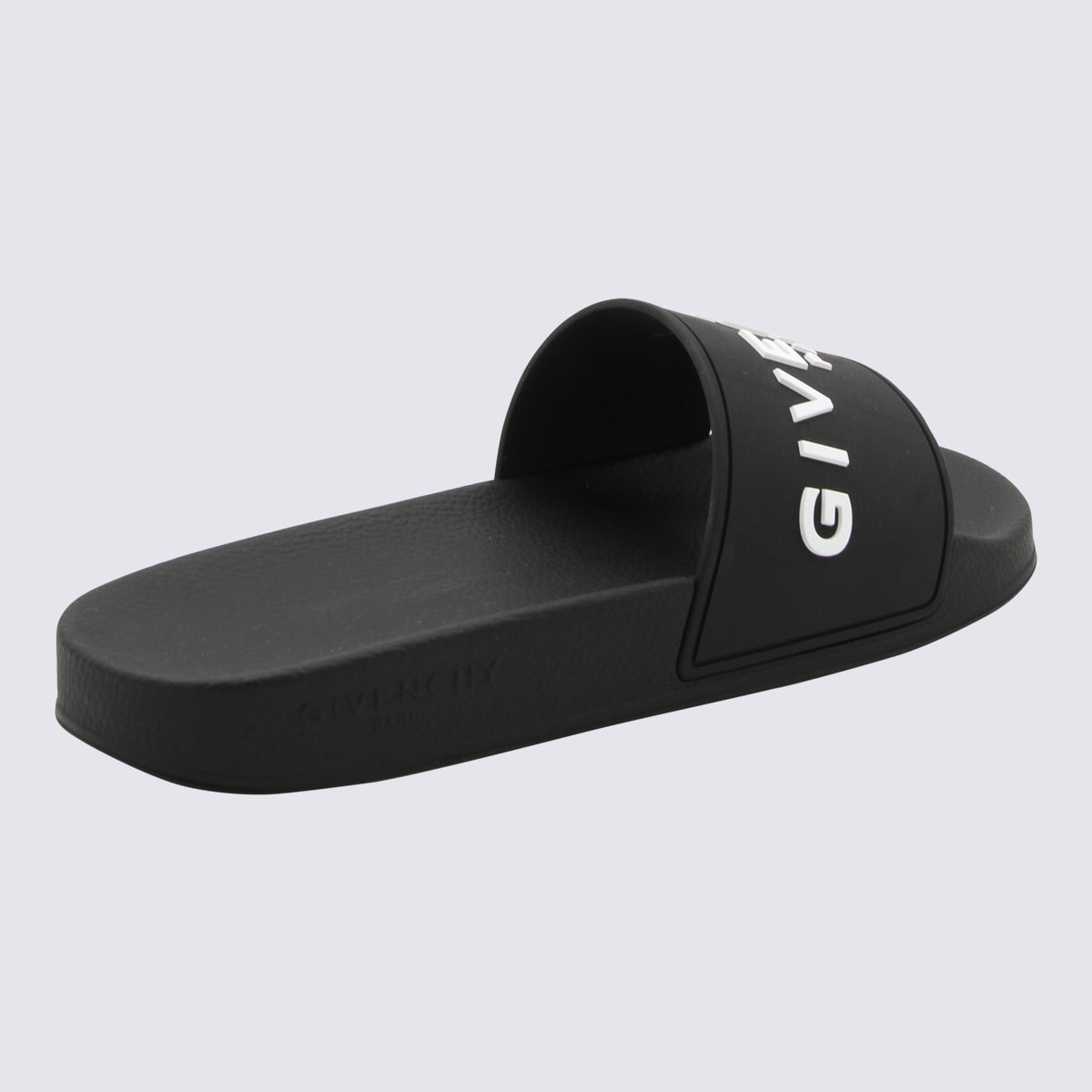 Shop Givenchy Black Rubber Logo Sliders