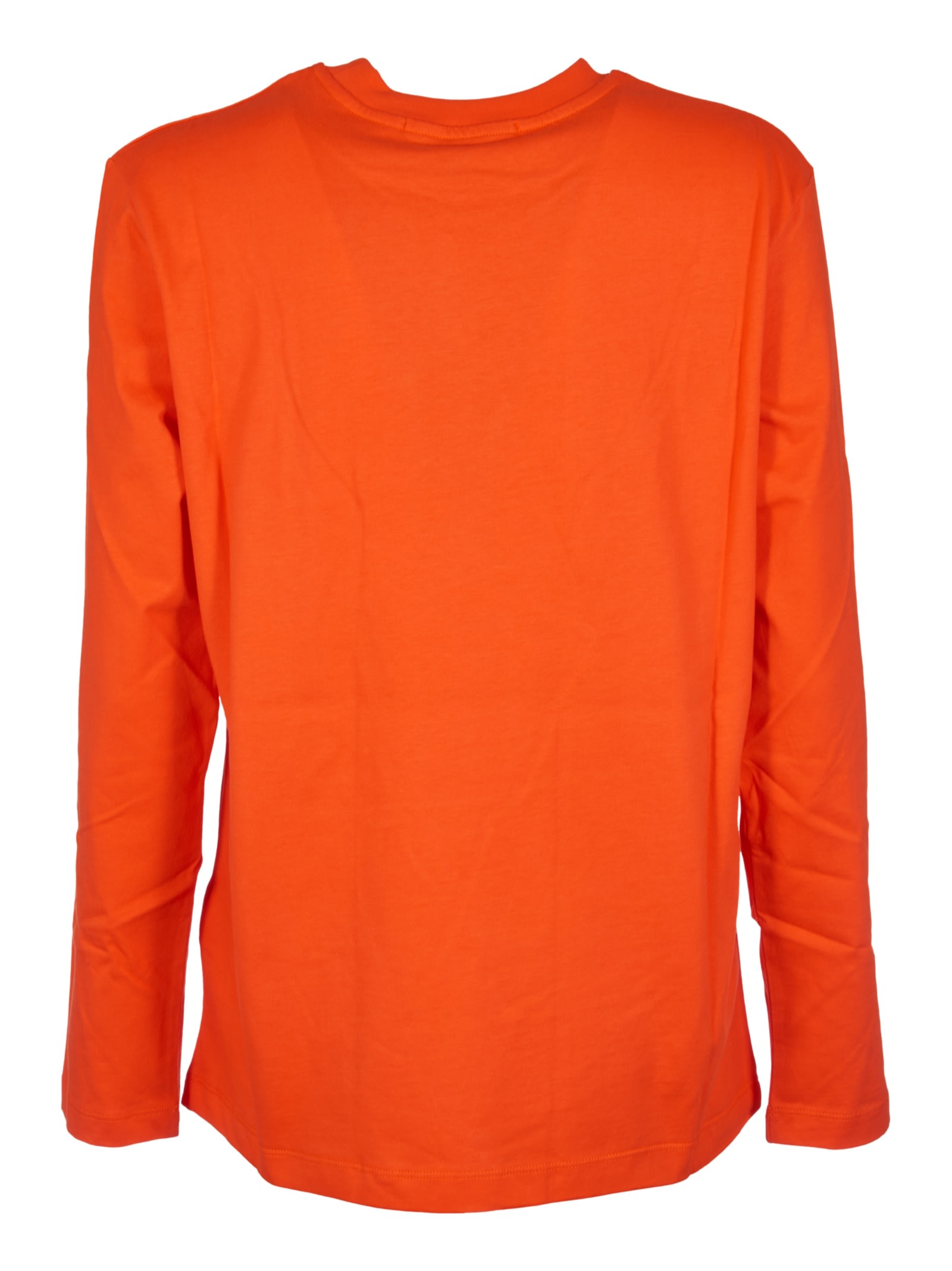 Msgm Logo Round Neck Sweatshirt In Bright Red