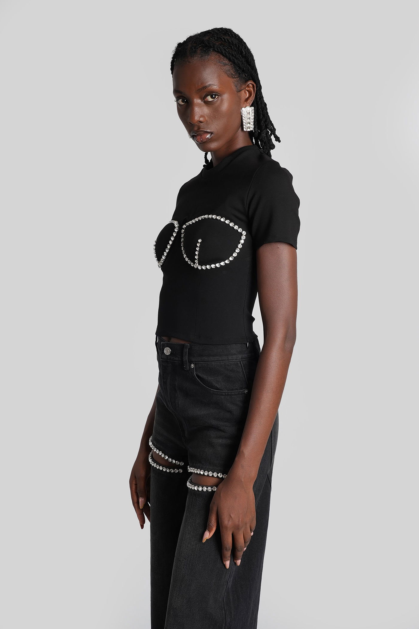 Area T-shirt In Black Rayon In Black