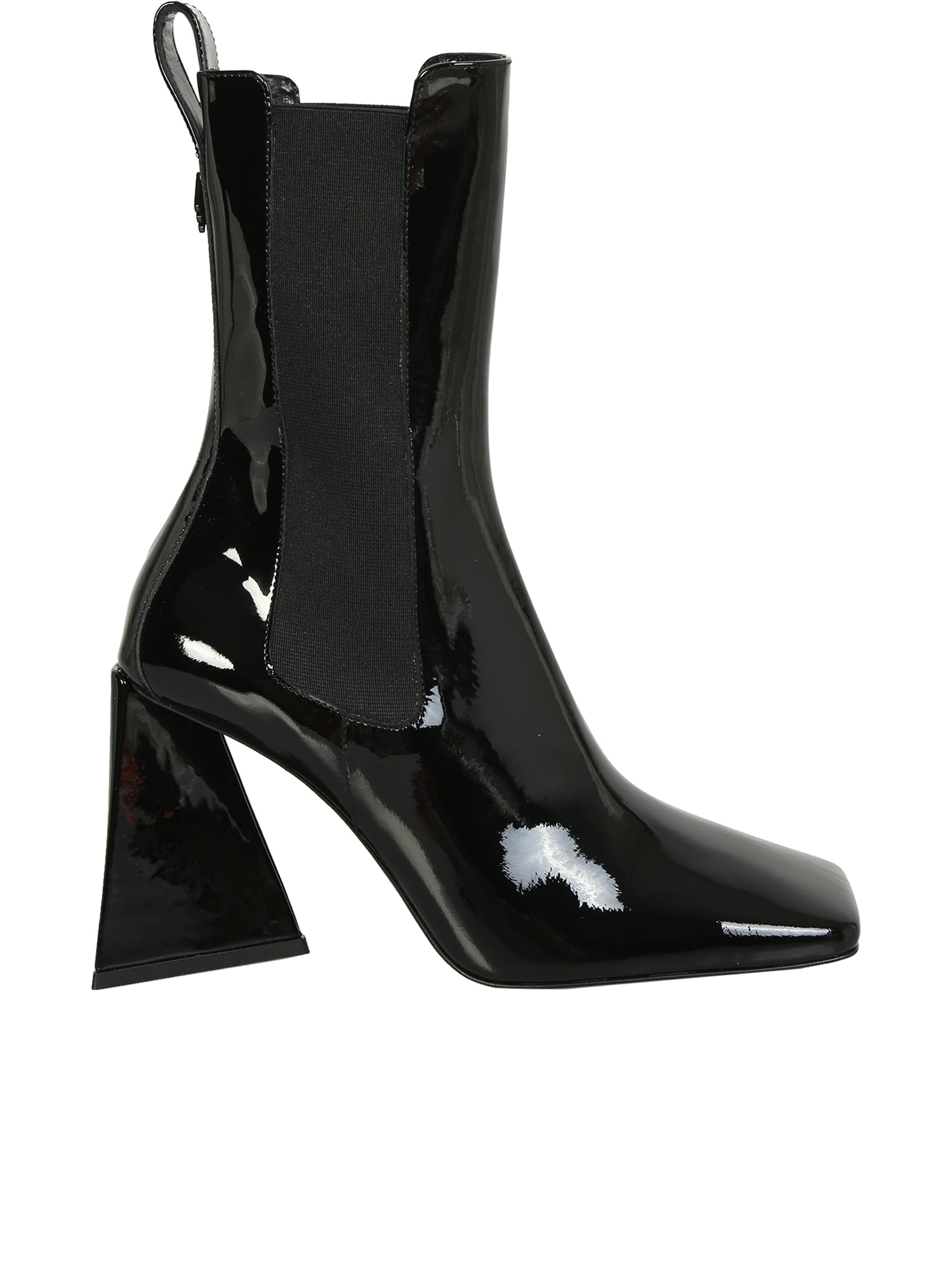 The Attico Devon Ankle Boots With Square Heel And Made Of High-shiny Patent Leather
